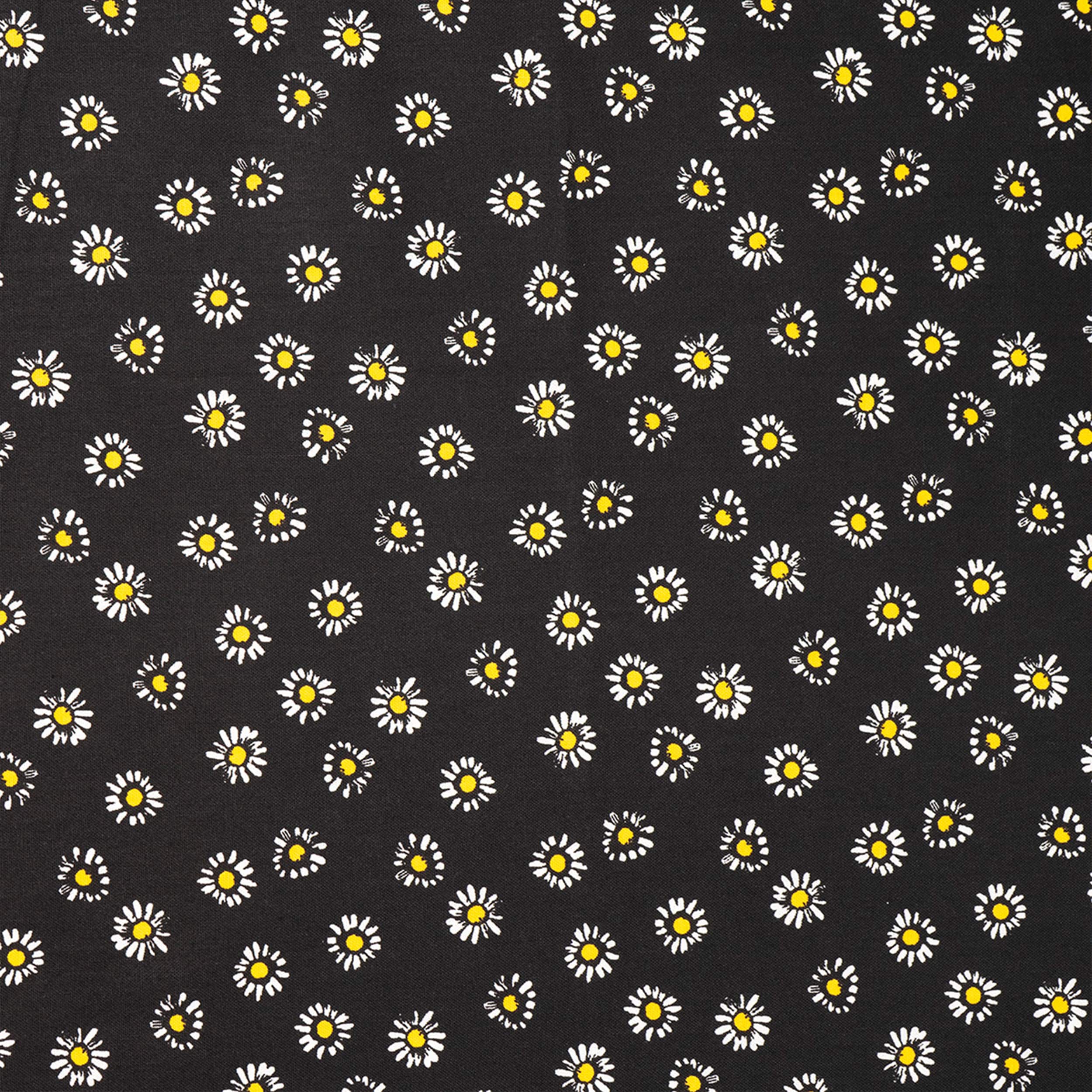 SINGER Daisies on Black Cotton Fabric