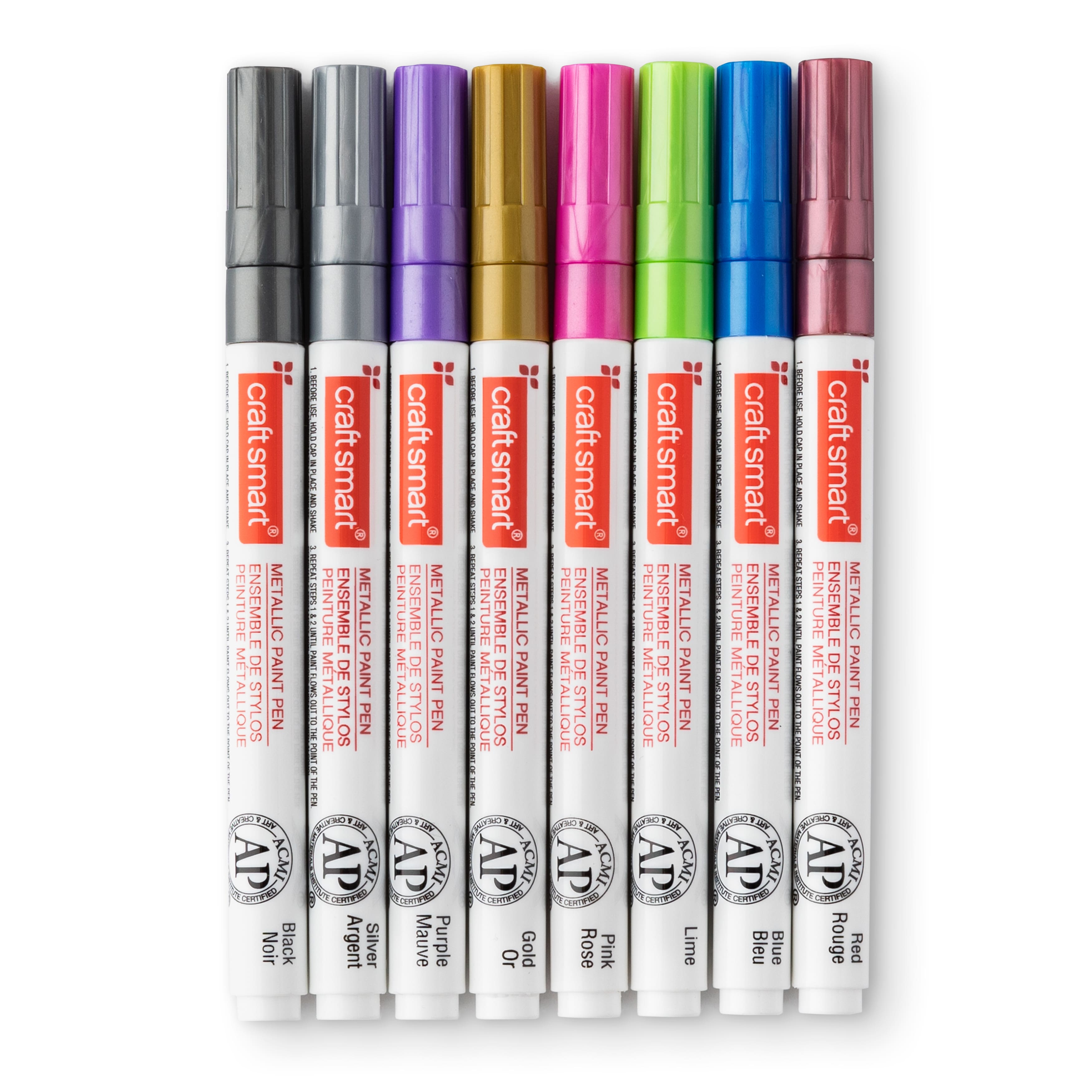Craft Smart 8 Color Metallic Fine Line Paint Pen Set - Each