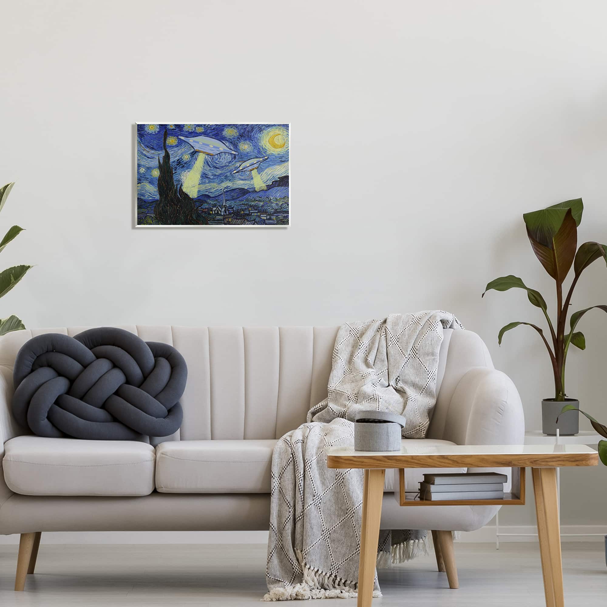 Stupell Industries Starry Night Classic Alien UFOs Wall Plaque Art