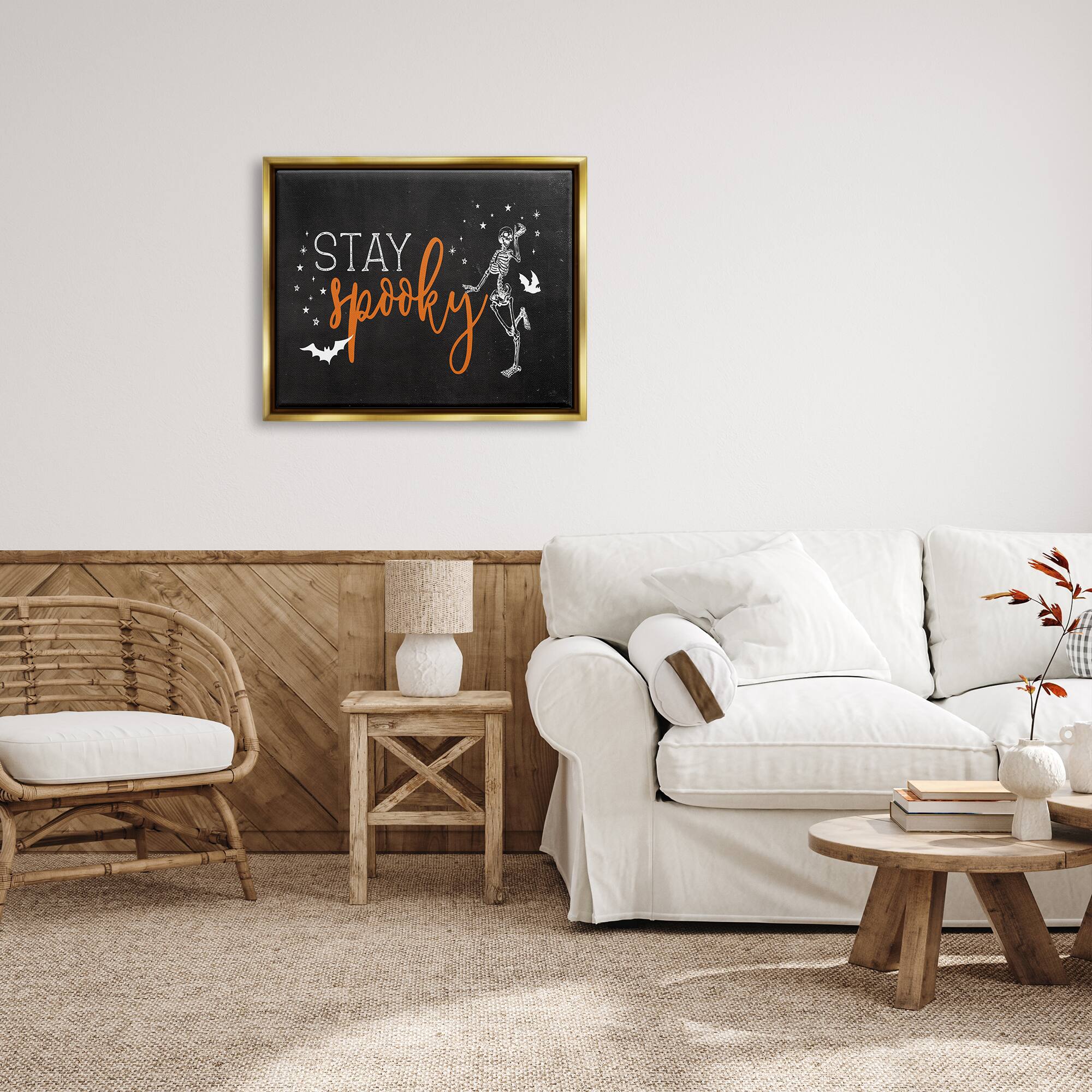 Stupell Industries Stay Spooky Skeleton Framed Floater Canvas Wall Art