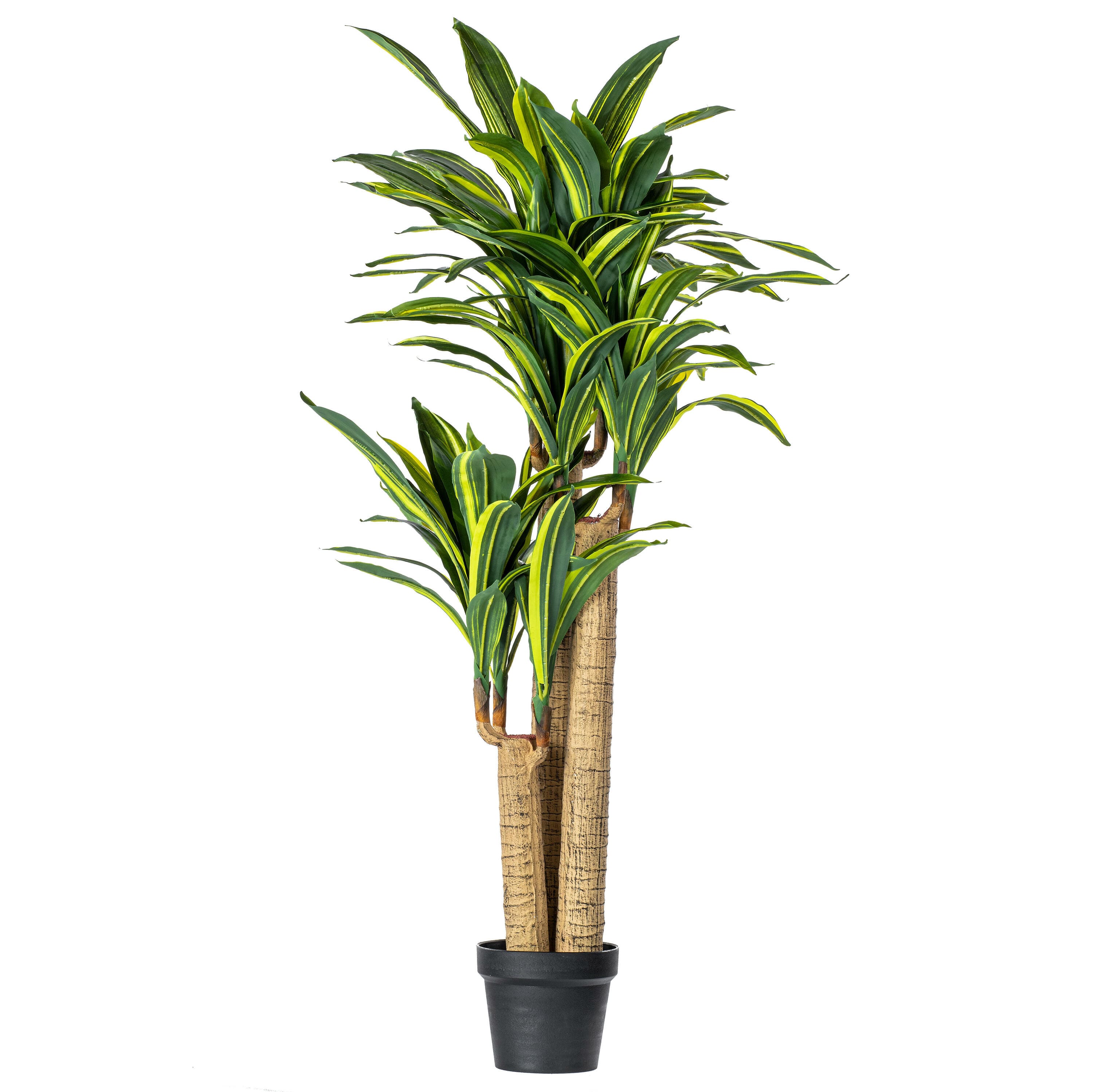 4.3ft. Potted Artificial Green & Yellow Dracaena Tree