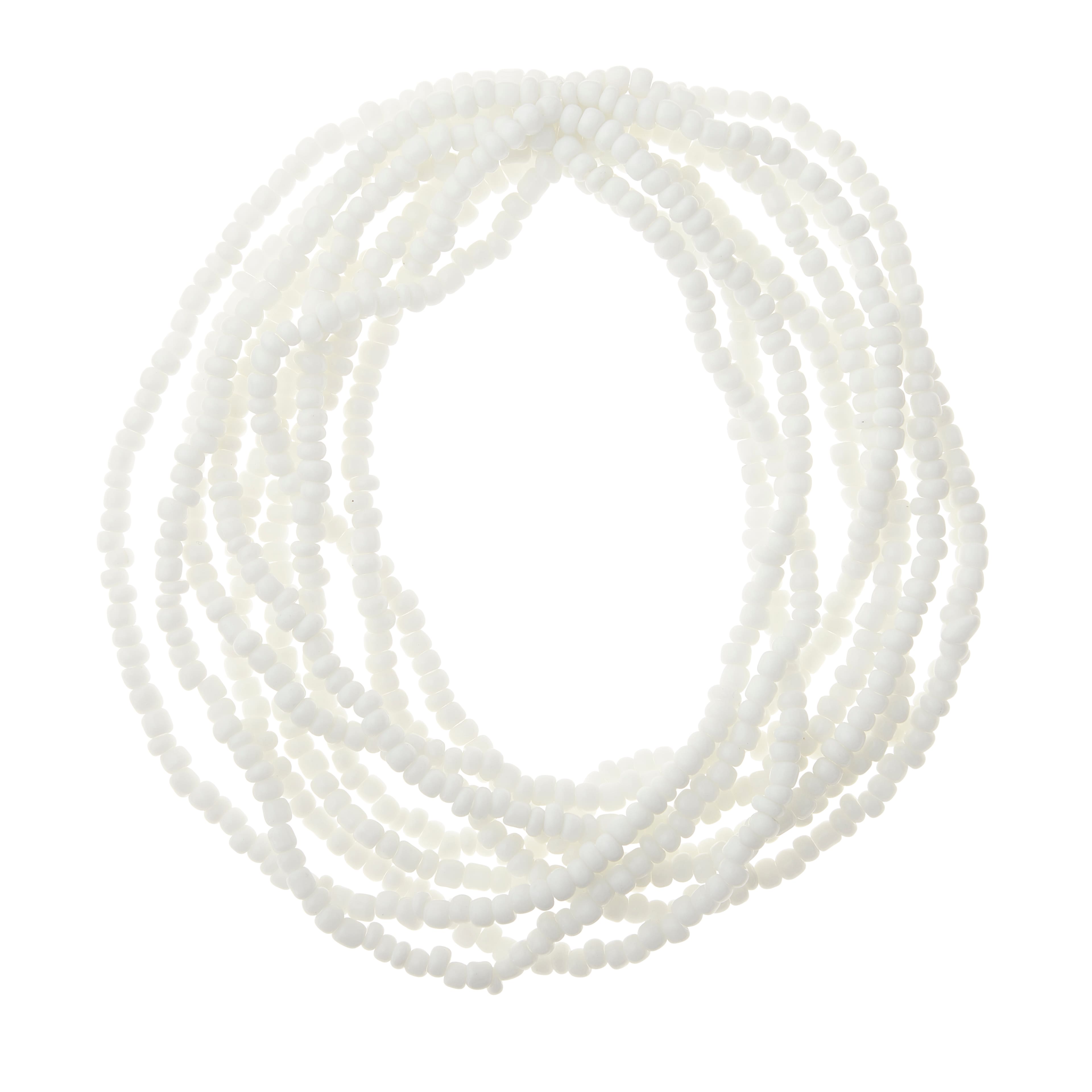 White Glass Rondelle Seed Beads, 6/0 by Bead Landing™