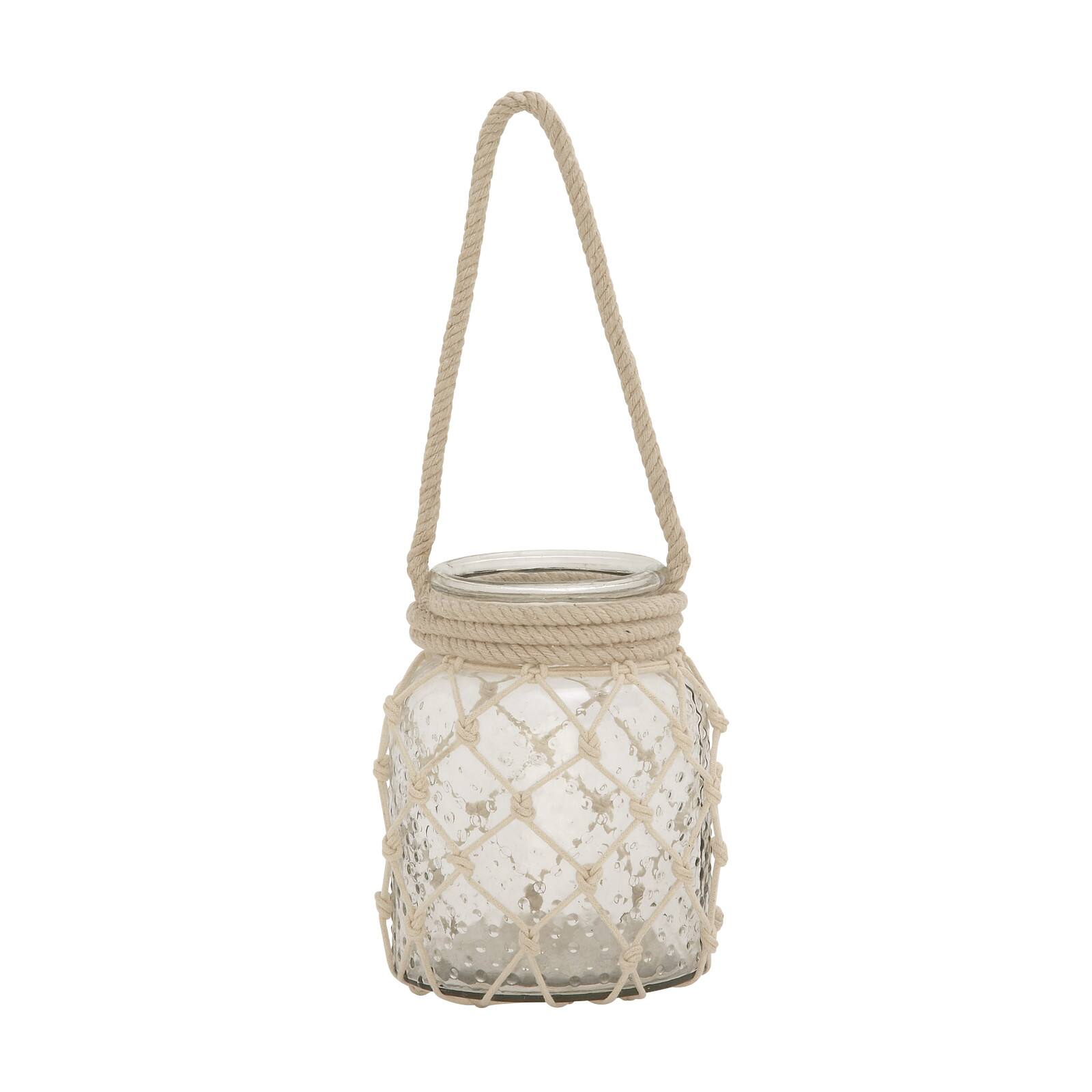 Clear Glass Coastal Candle Holder Lantern, 18" x 7" x 7"