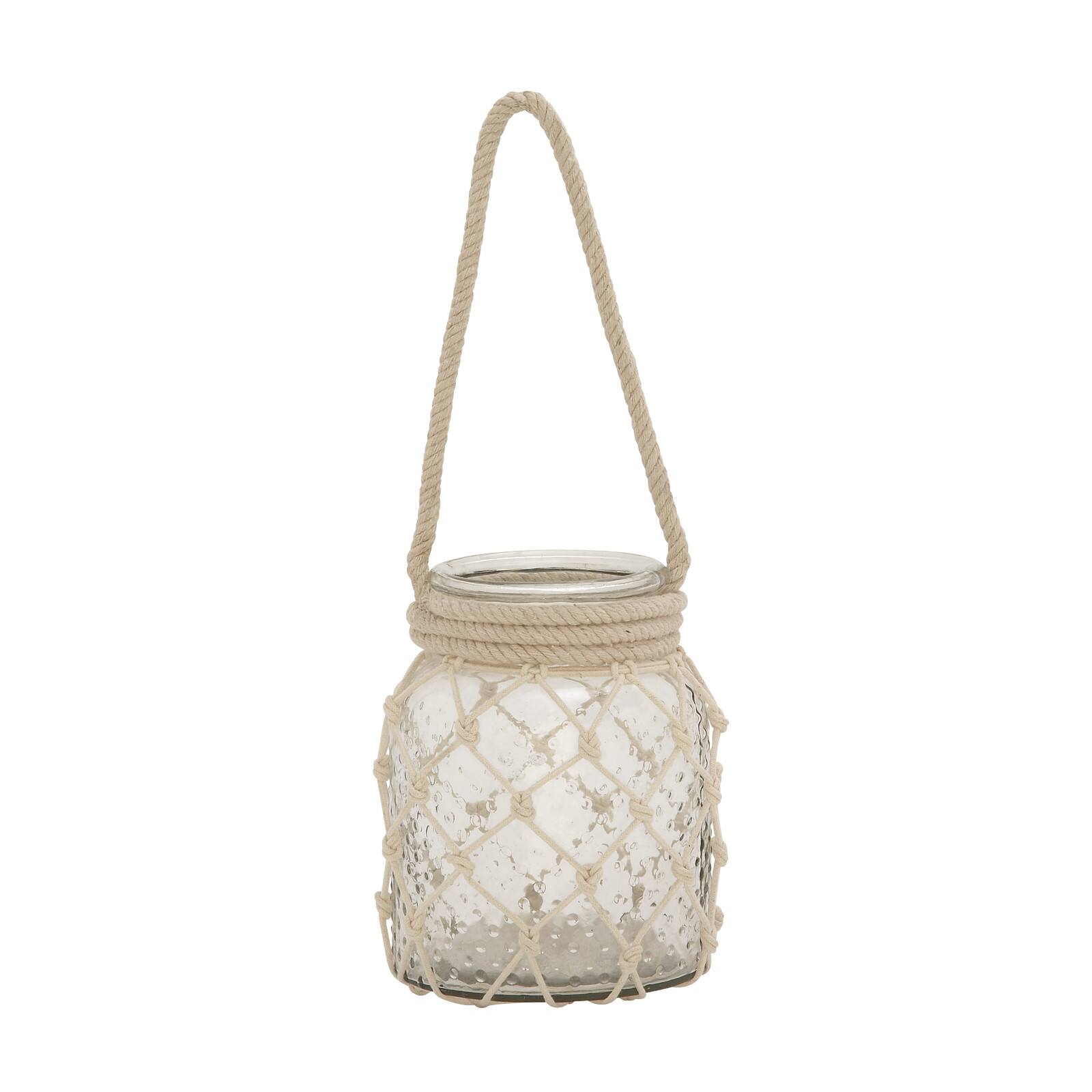 Clear Glass Coastal Candle Holder Lantern, 18&#x22; x 7&#x22; x 7&#x22;