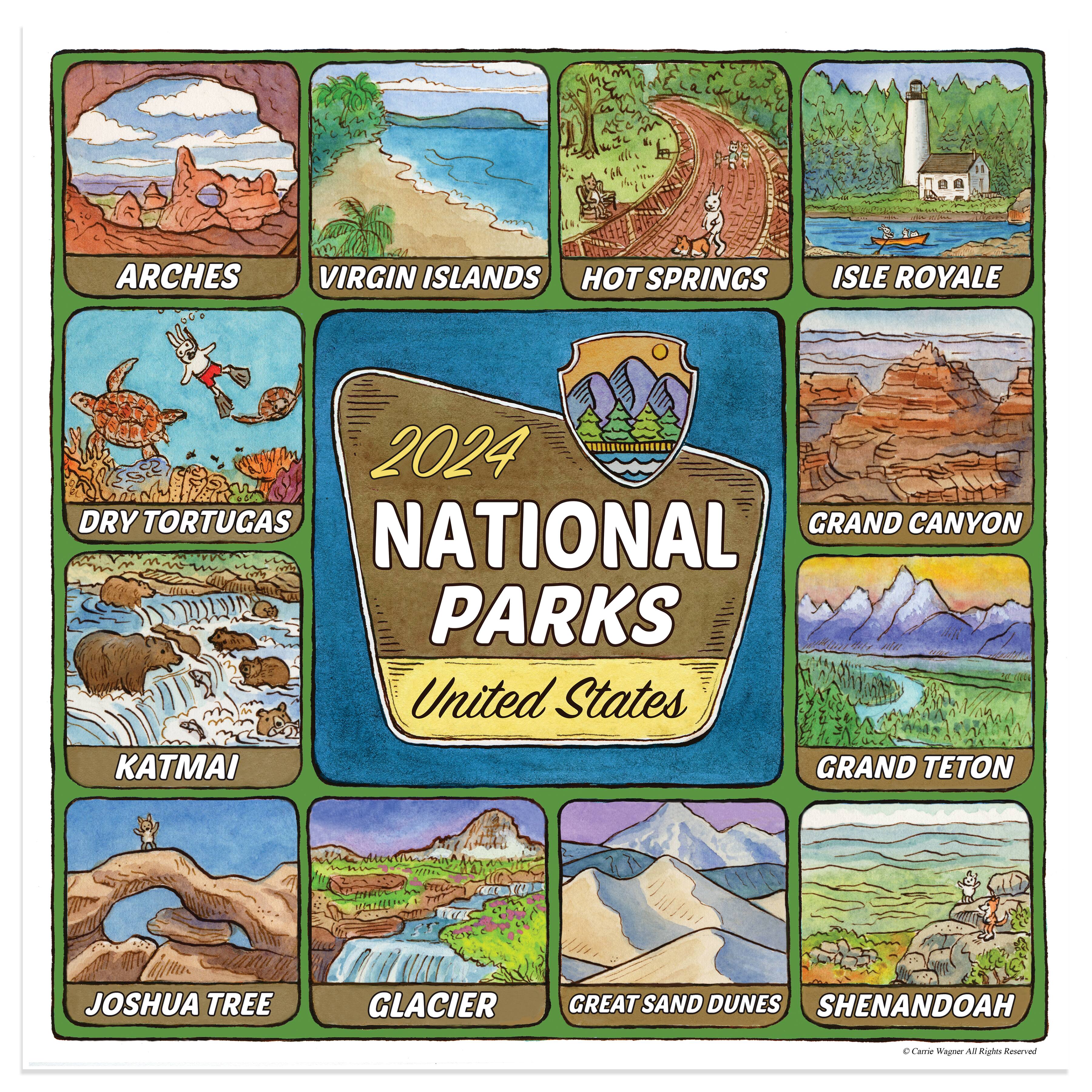TF Publishing 2024 National Parks Art Mini Calendar