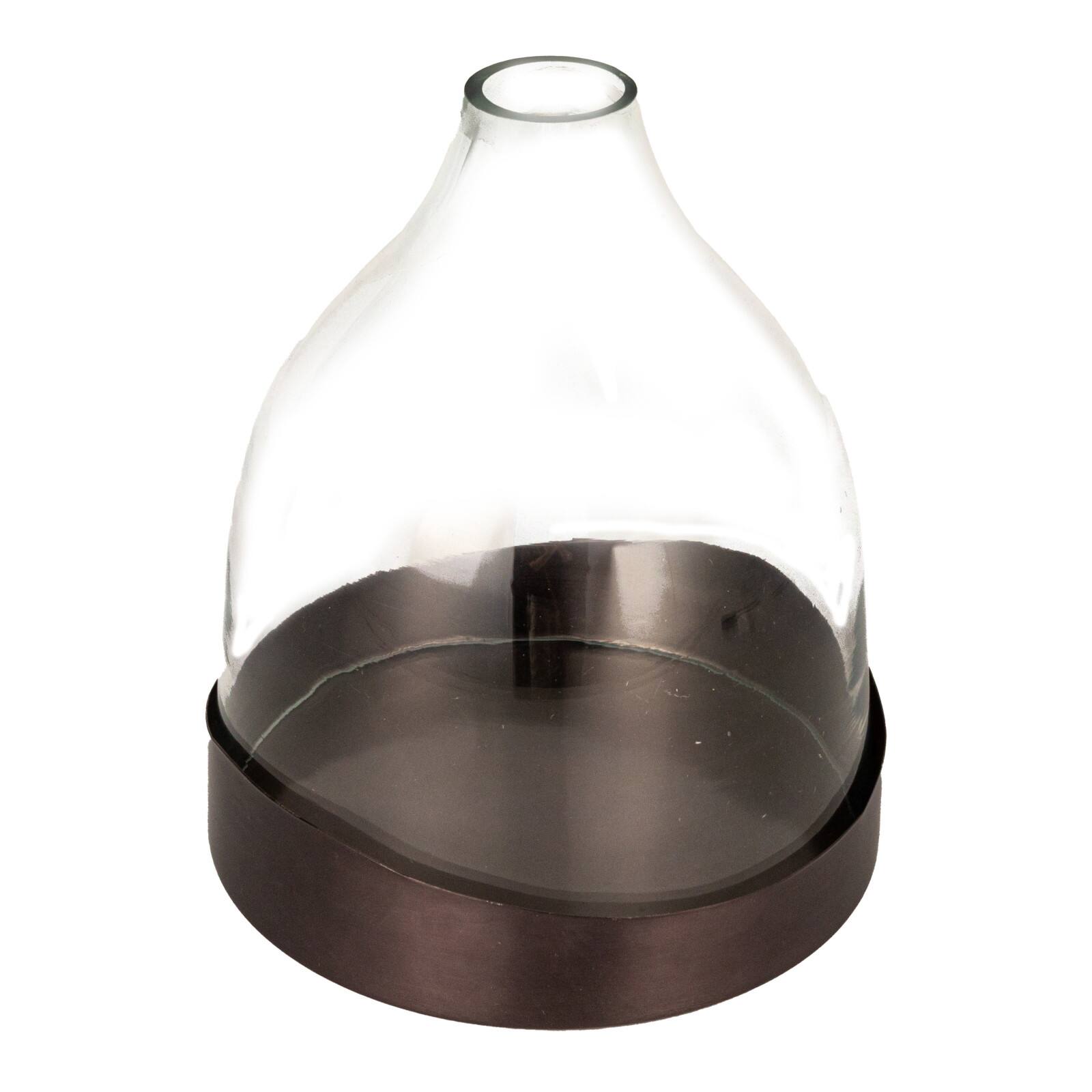 Hello Honey&#xAE; 10&#x22; Clear &#x26; Black Metal Sophisticated Glass Cloche with Metal Tray