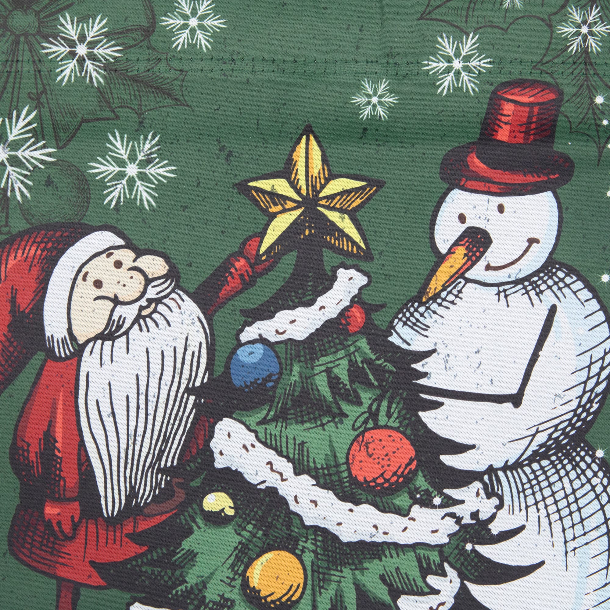 Merry Christmas Santa and Snowman Outside House Flag 28" x 40"