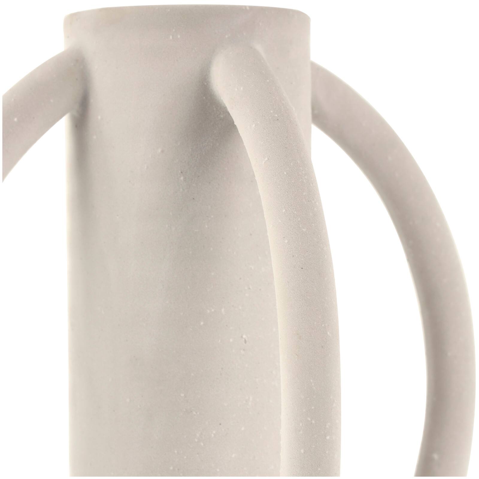 15" White Ceramic Textured Vase with 4 Handles