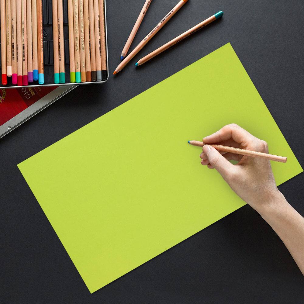 JAM Paper Brite Hue 8.5" x 14" 65lb. Ultra Lime Cardstock, 50 Sheets