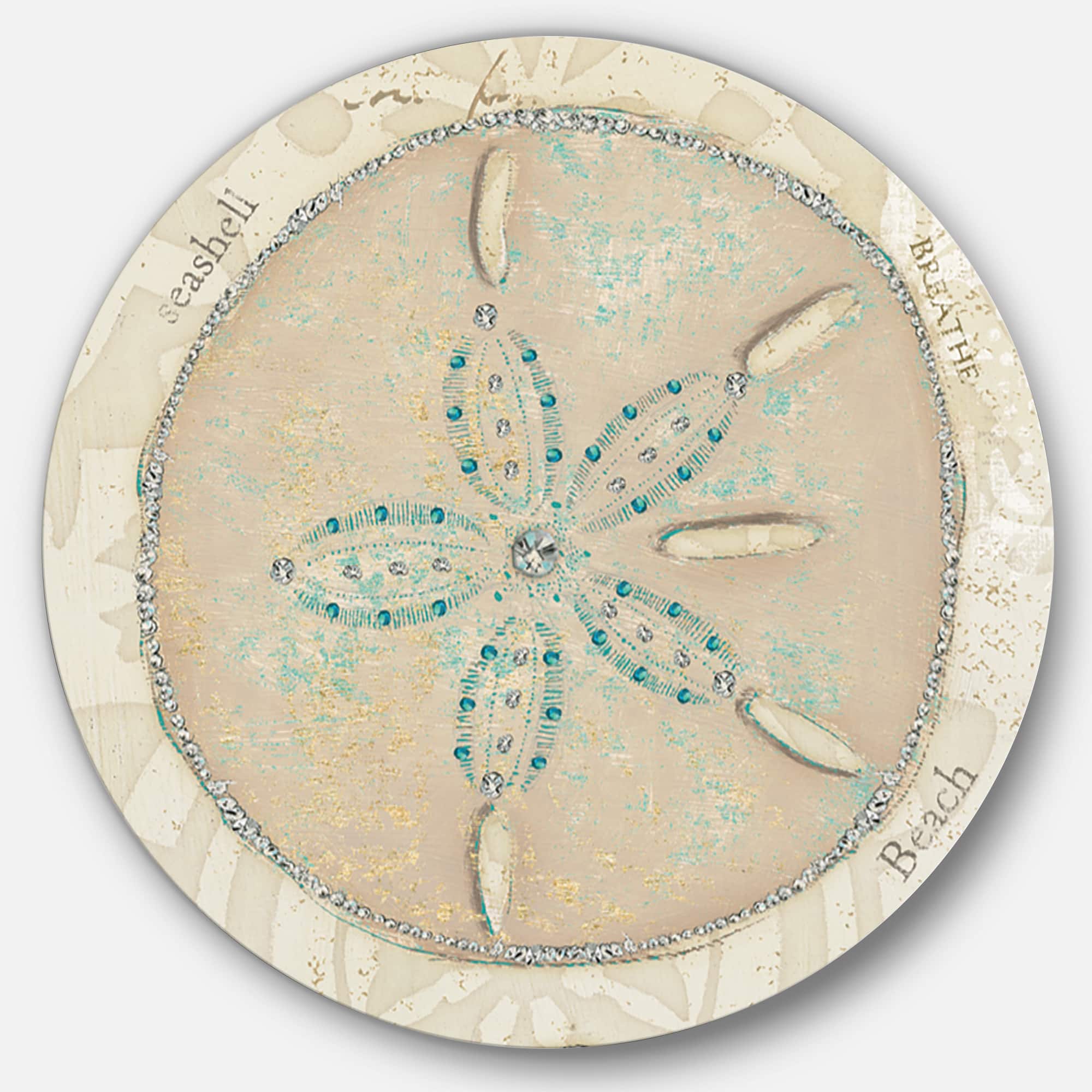 Designart - Seastar and Blue Sea Shell II - Nautical & Coastal Metal Circle Wall Art
