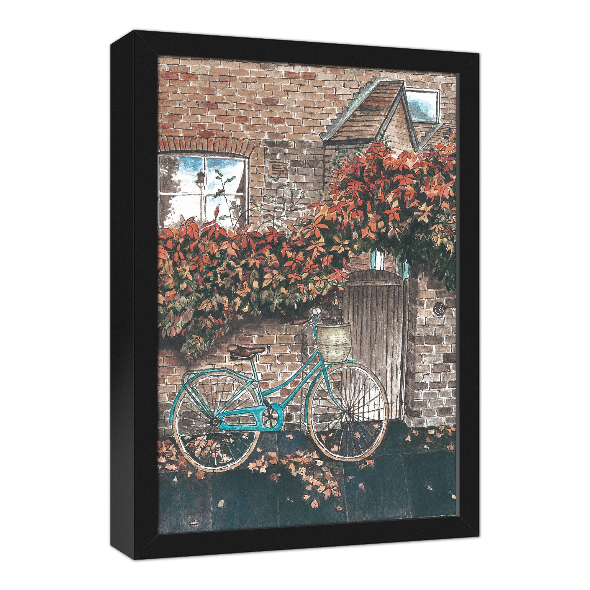 Autumn Bike Ride Black Framed Canvas