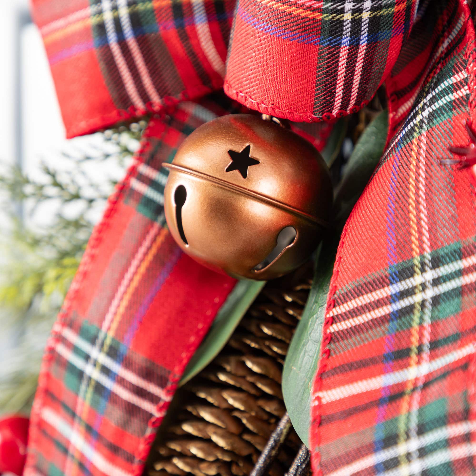 Glitzhome® 28"H Christmas Bell, Pinecone & Berry Bow Teardrop