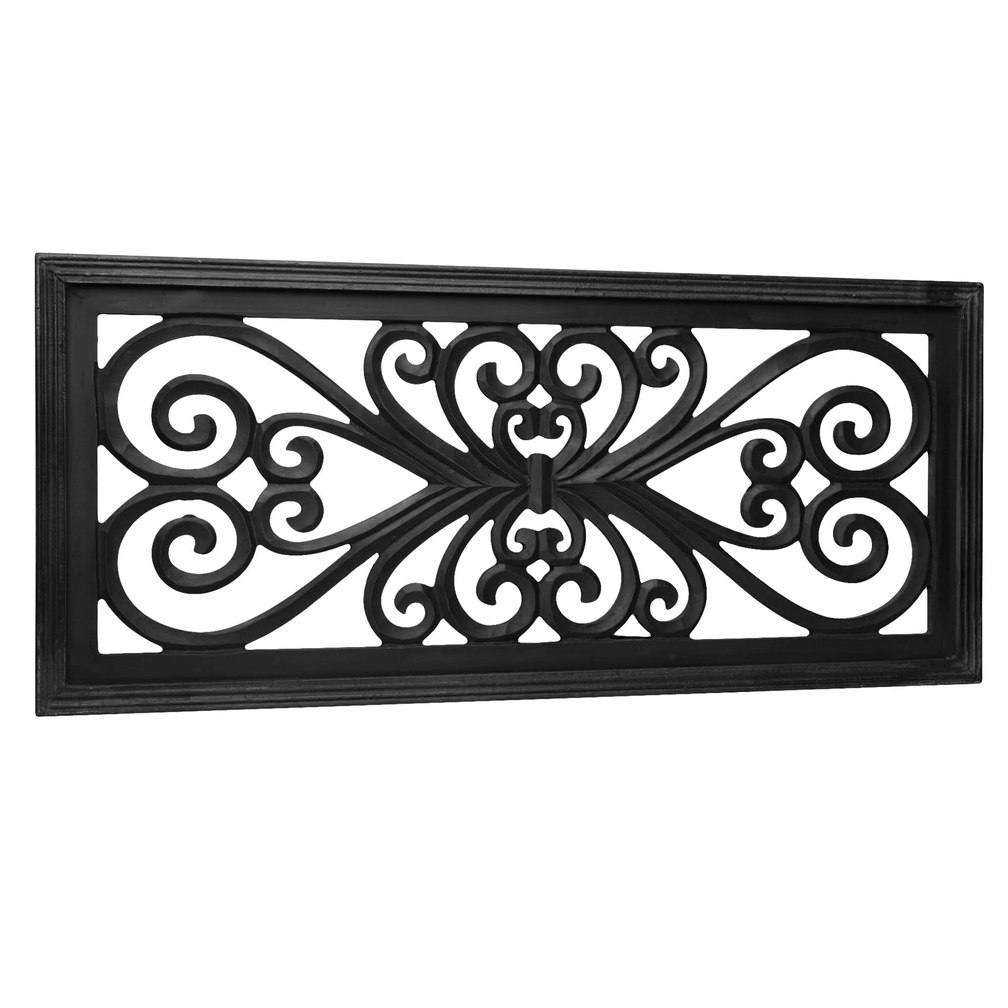 American Art D&#xE9;cor&#x2122; 35.75&#x22; Black Hand-Carved Floral Wood Panel and Wall D&#xE9;cor