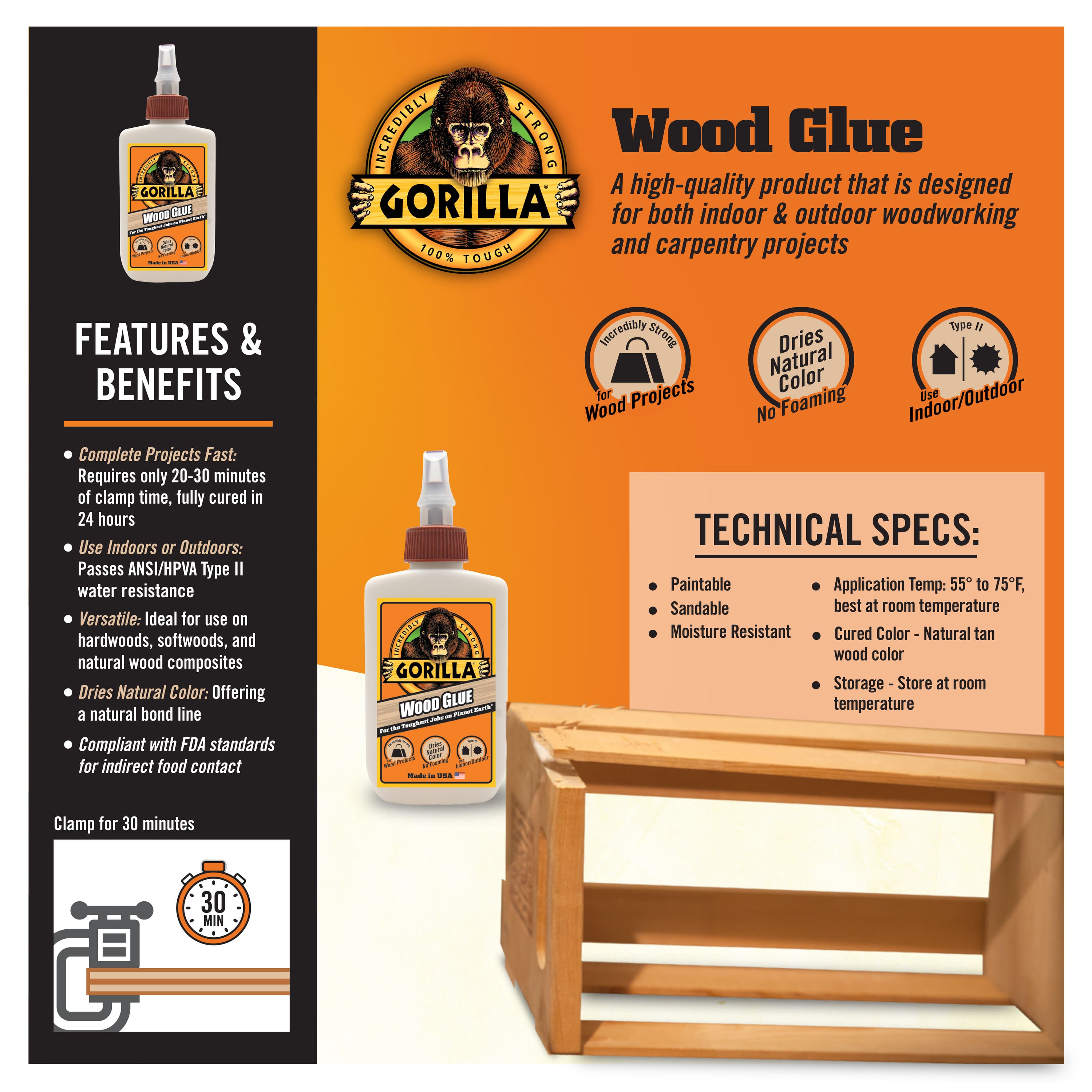 Gorilla Glue® 4oz. Wood Glue