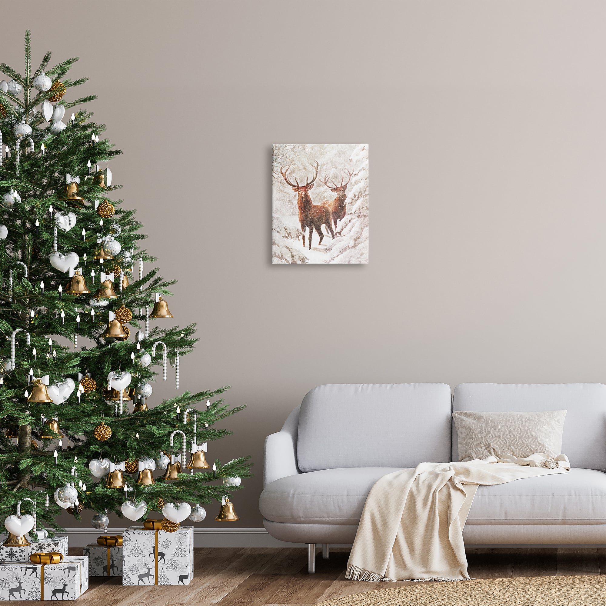 Stupell Industries Elks Snowy Forest Wildlife Canvas Wall Art