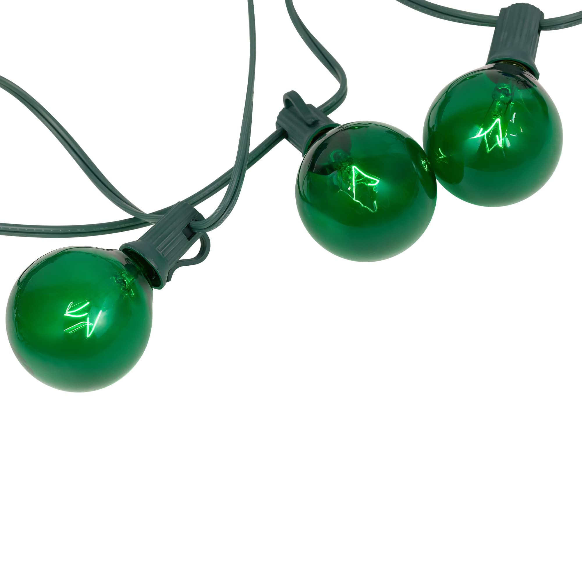 10-Count Green G50 Globe Christmas Patio Lights- 9ft  Green Wire