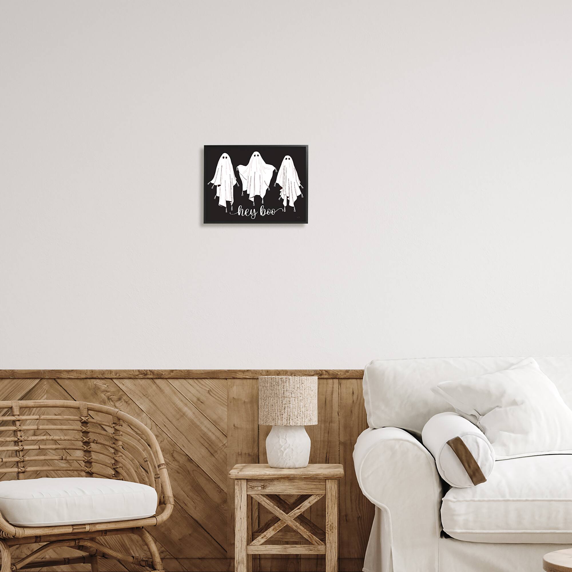 Stupell Industries Hey Boo Three Ghosts Framed Giclee Art