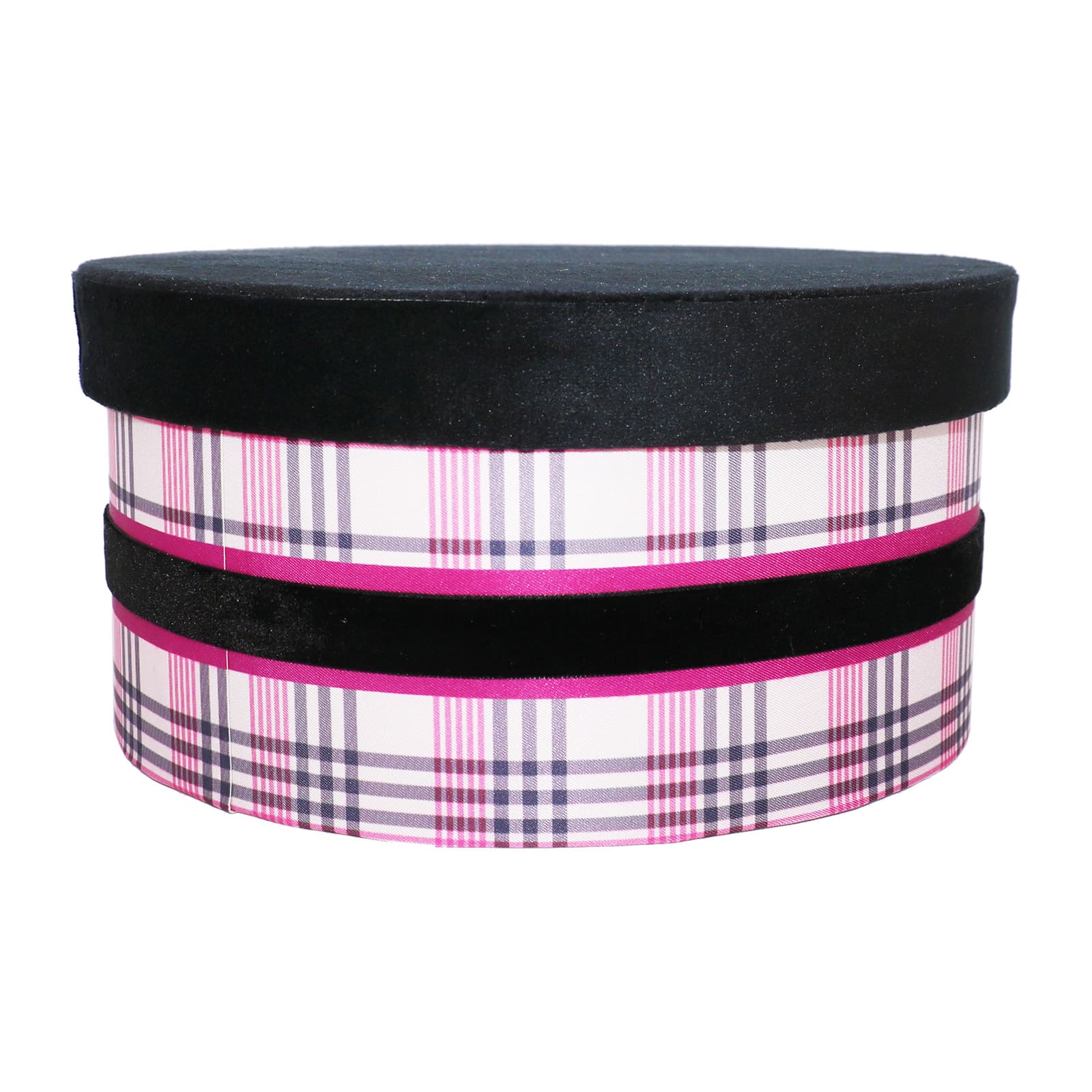 Large Pink &#x26; Black Round Decorative Box by Ashland&#xAE;