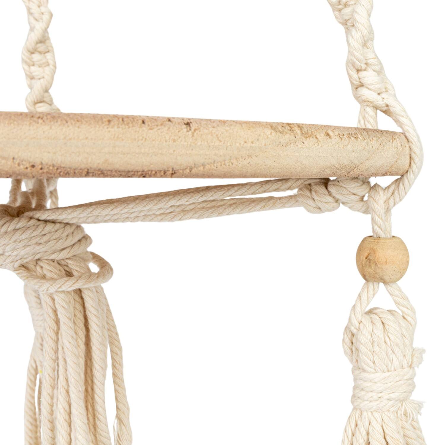 Hello Honey® 5ft. Cotton Macrame Plant Hanger with Wood Base