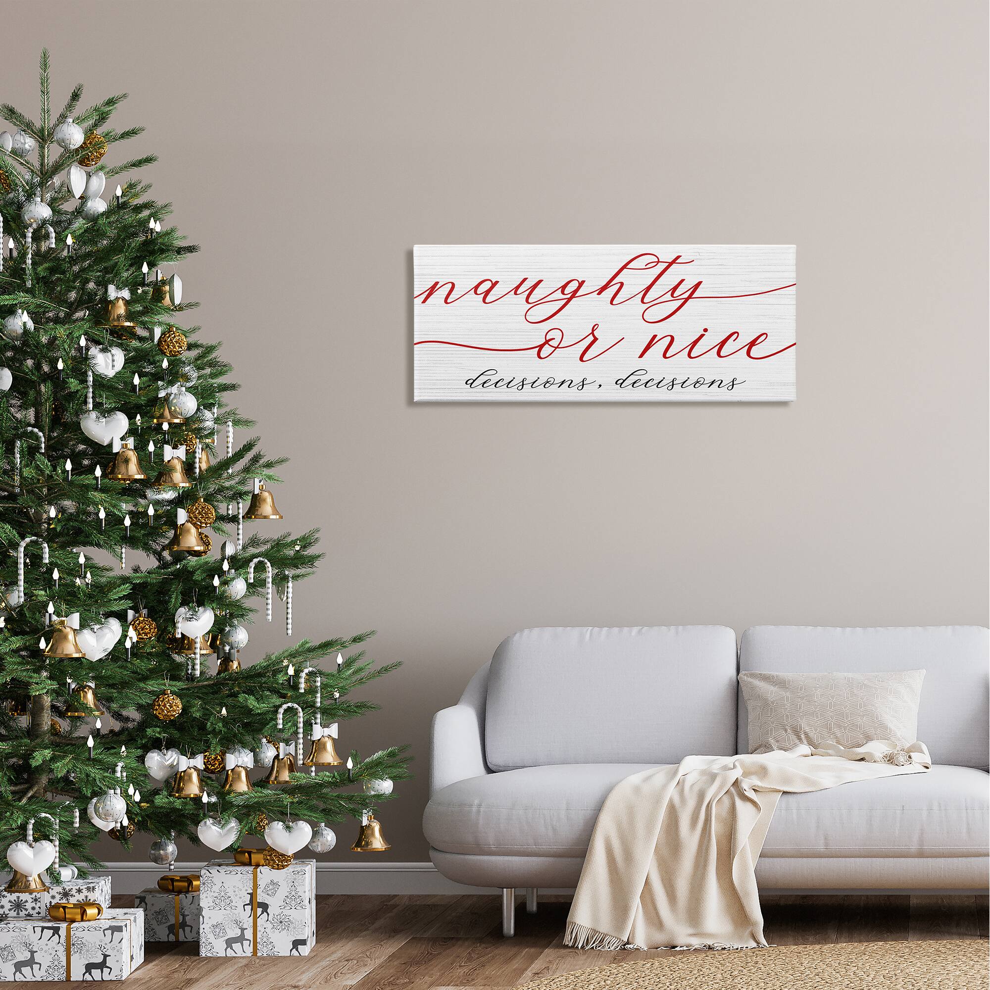 Stupell Industries Naught Or Nice Decisions Humor Canvas Wall Art
