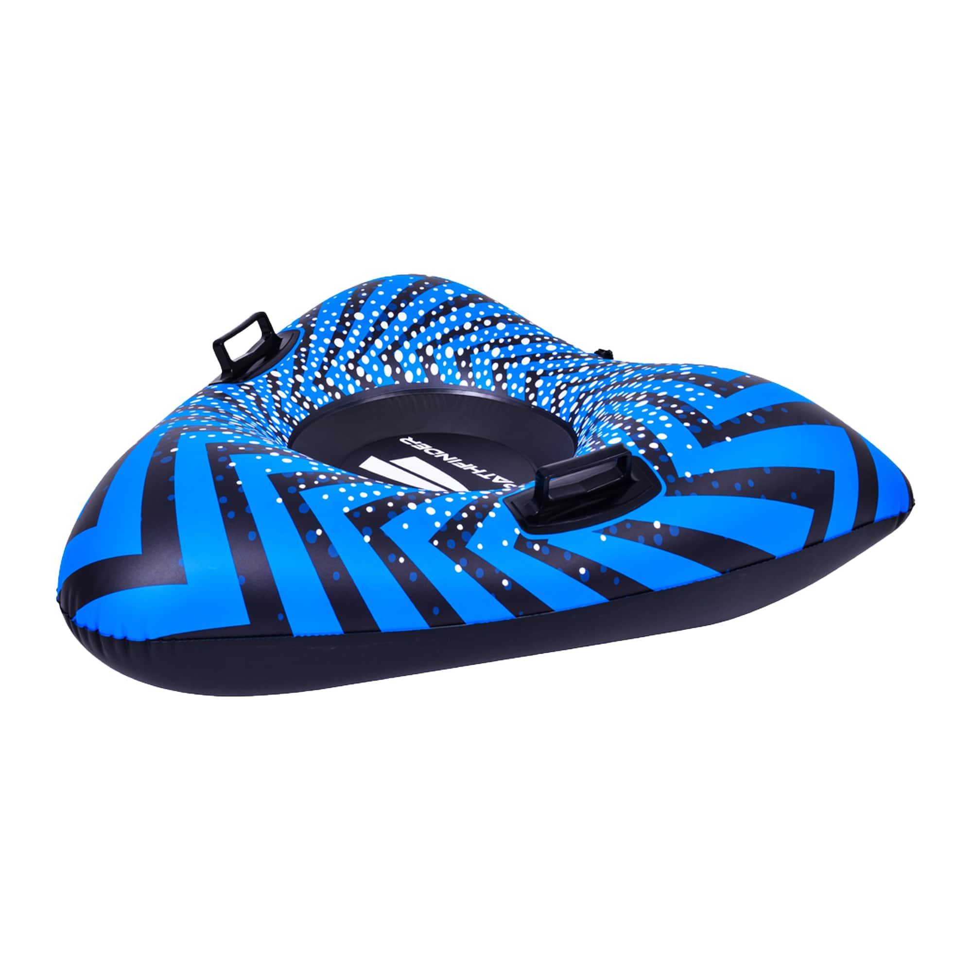 Pool Central 3.2ft. Inflatable Triangle Black &#x26; Blue Ride-On Pool Float &#x26; Snow Tube