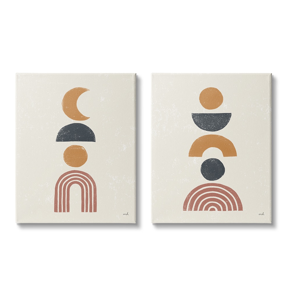 Stupell Industries Sun and Moon Bohemian Symbols Neutral Primary Canvas Wall Art