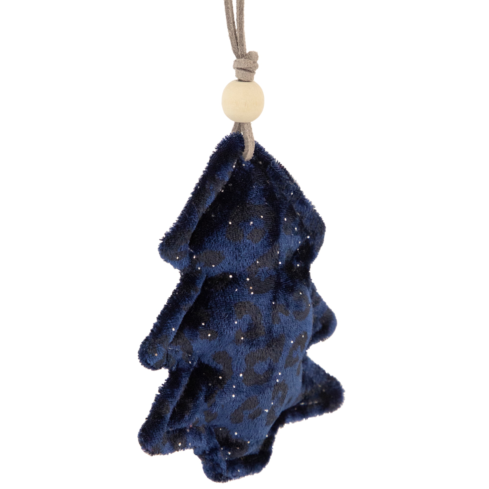 Cheetah Print Velvet Tree Christmas Ornament - 4&#x22; - Blue and Black