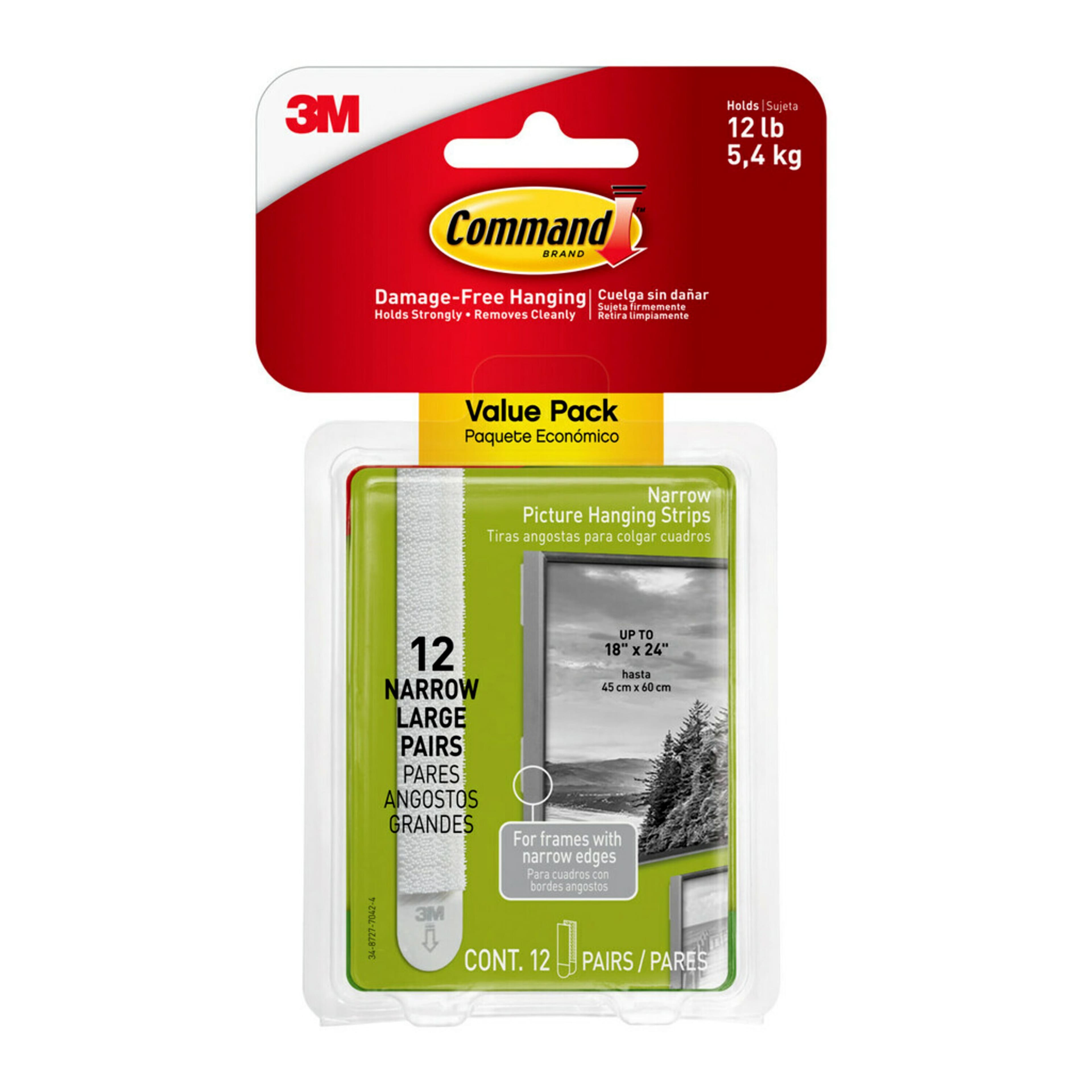 12 Packs: 12 ct. (144 total) 3M Command&#x2122; Narrow Picture Hanging Strips