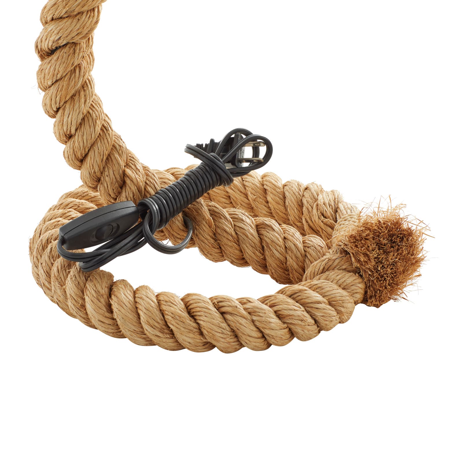 Brown Rope and Iron Rustic Desk Lamp, 32" x 11" x 14"