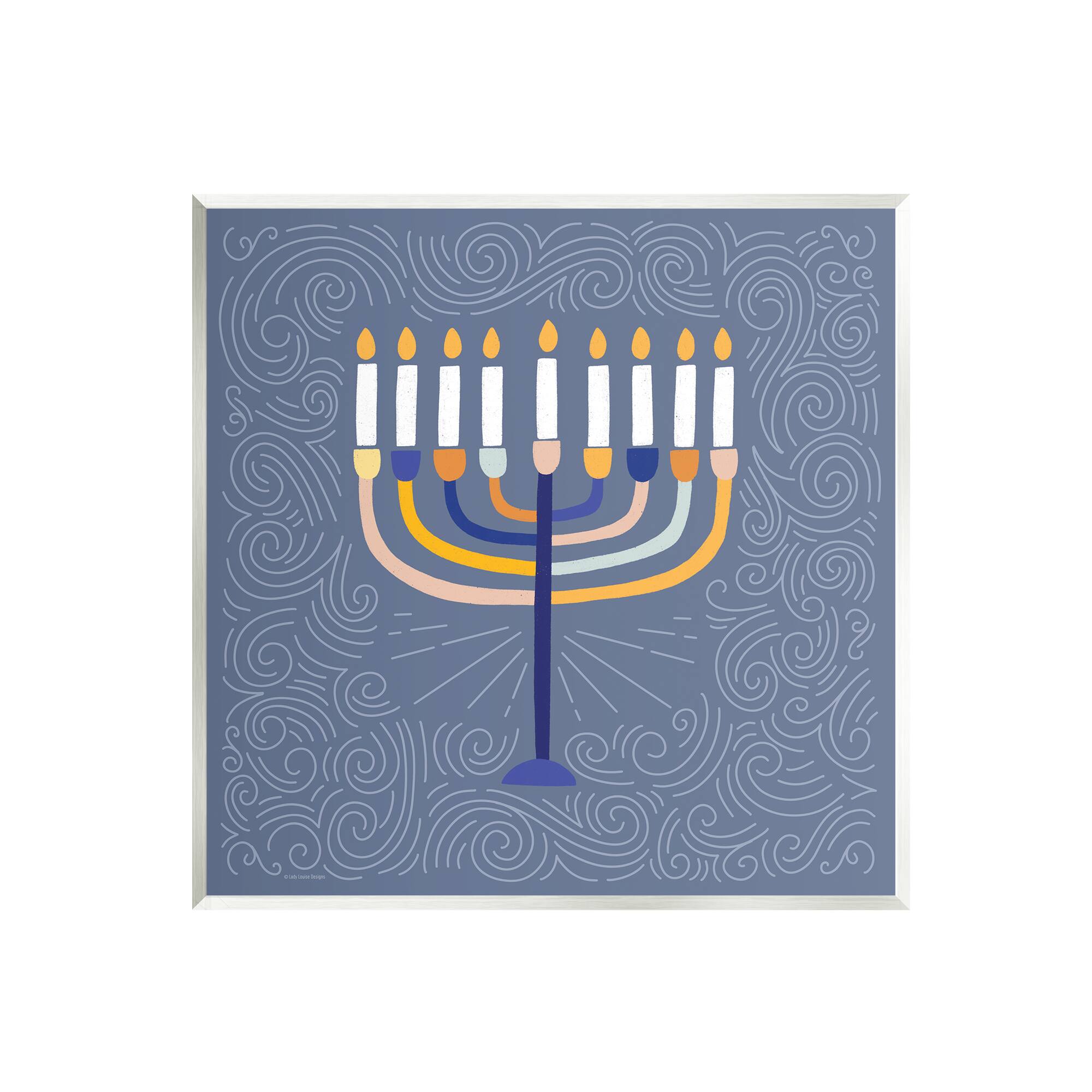Stupell Industries Hanukkah Menorah Swirls Wall Art