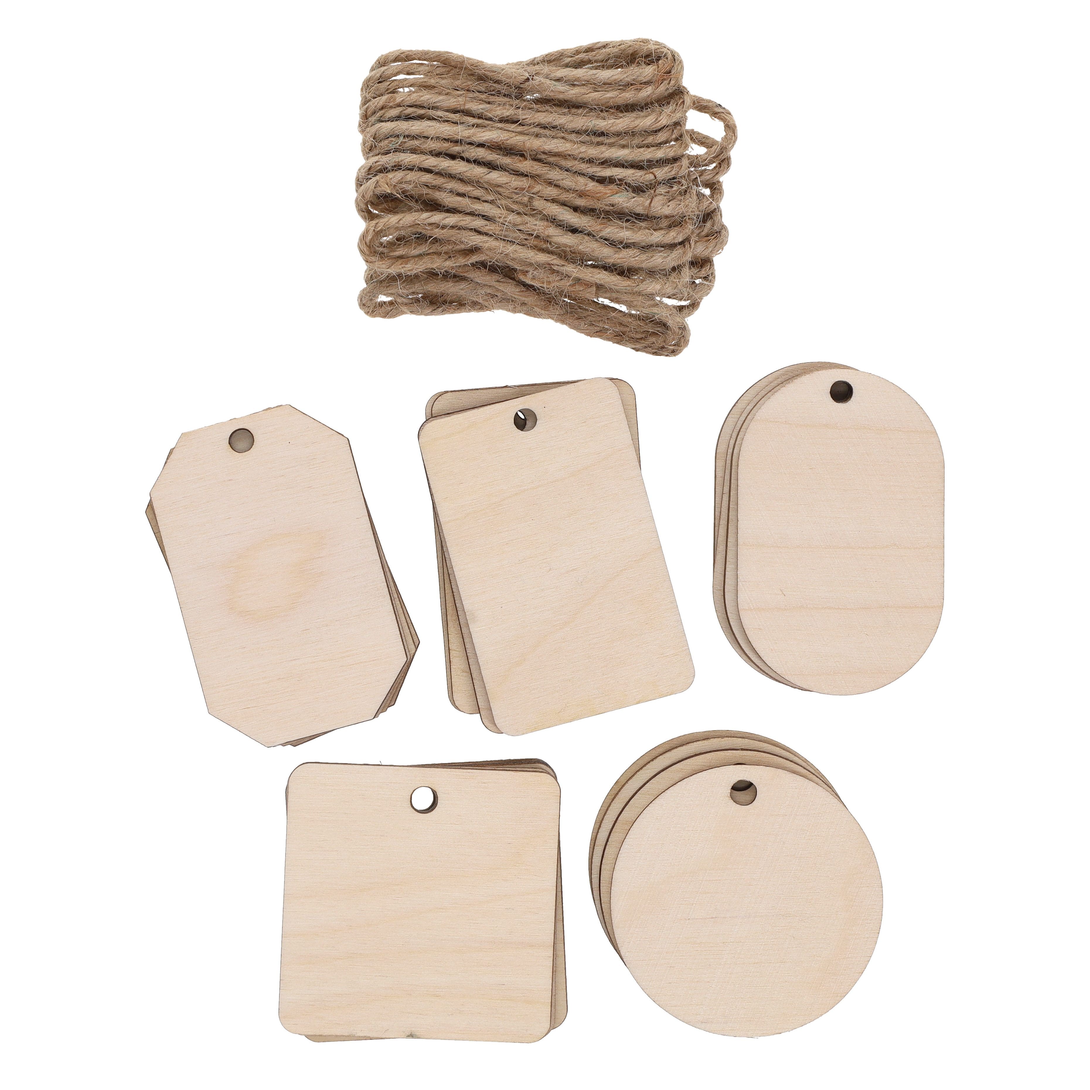 Essentials by Leisure Arts Flat Shapes Wood Tags, 20ct.