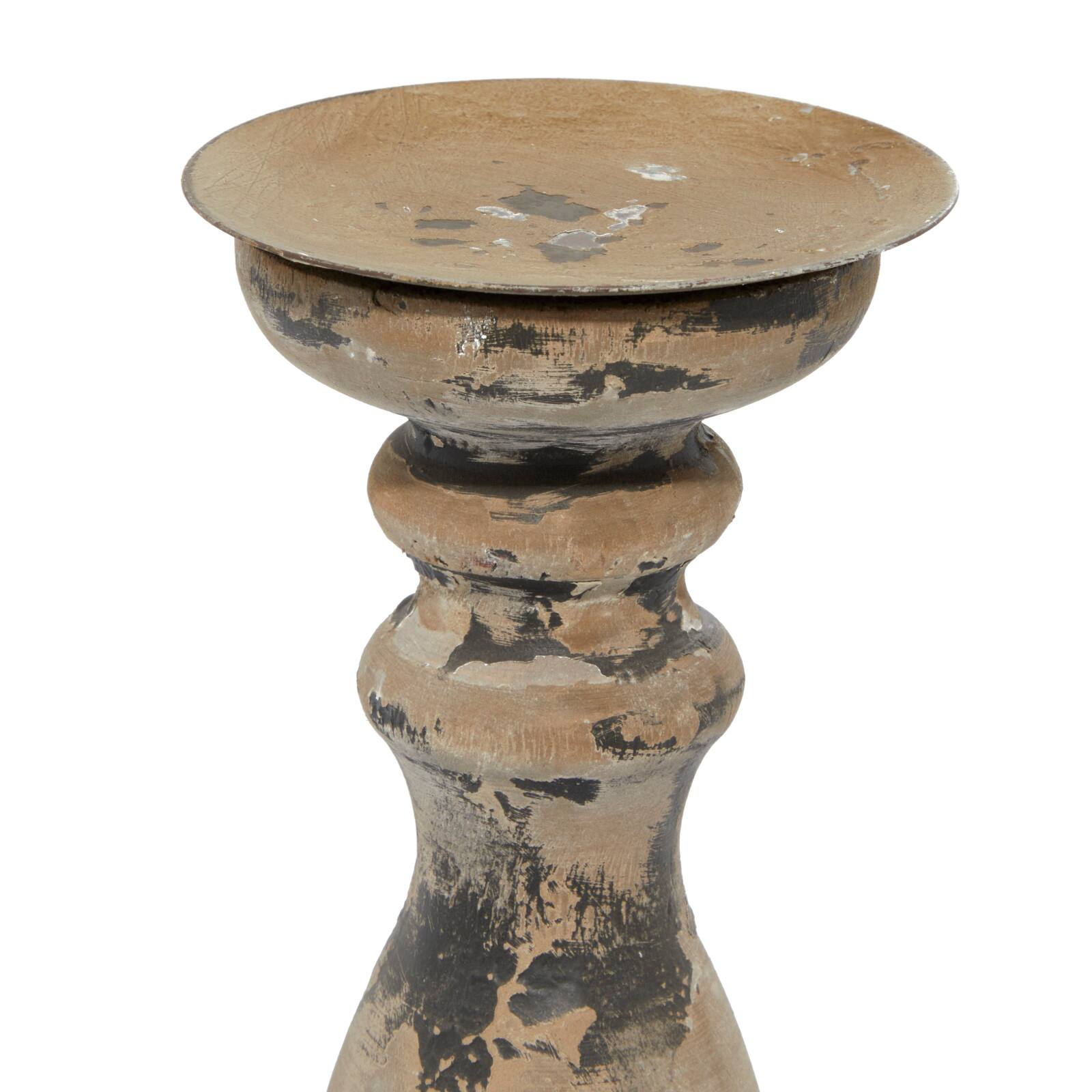 Distressed Brown Wood Traditional Candle Holder Set, 3ct.