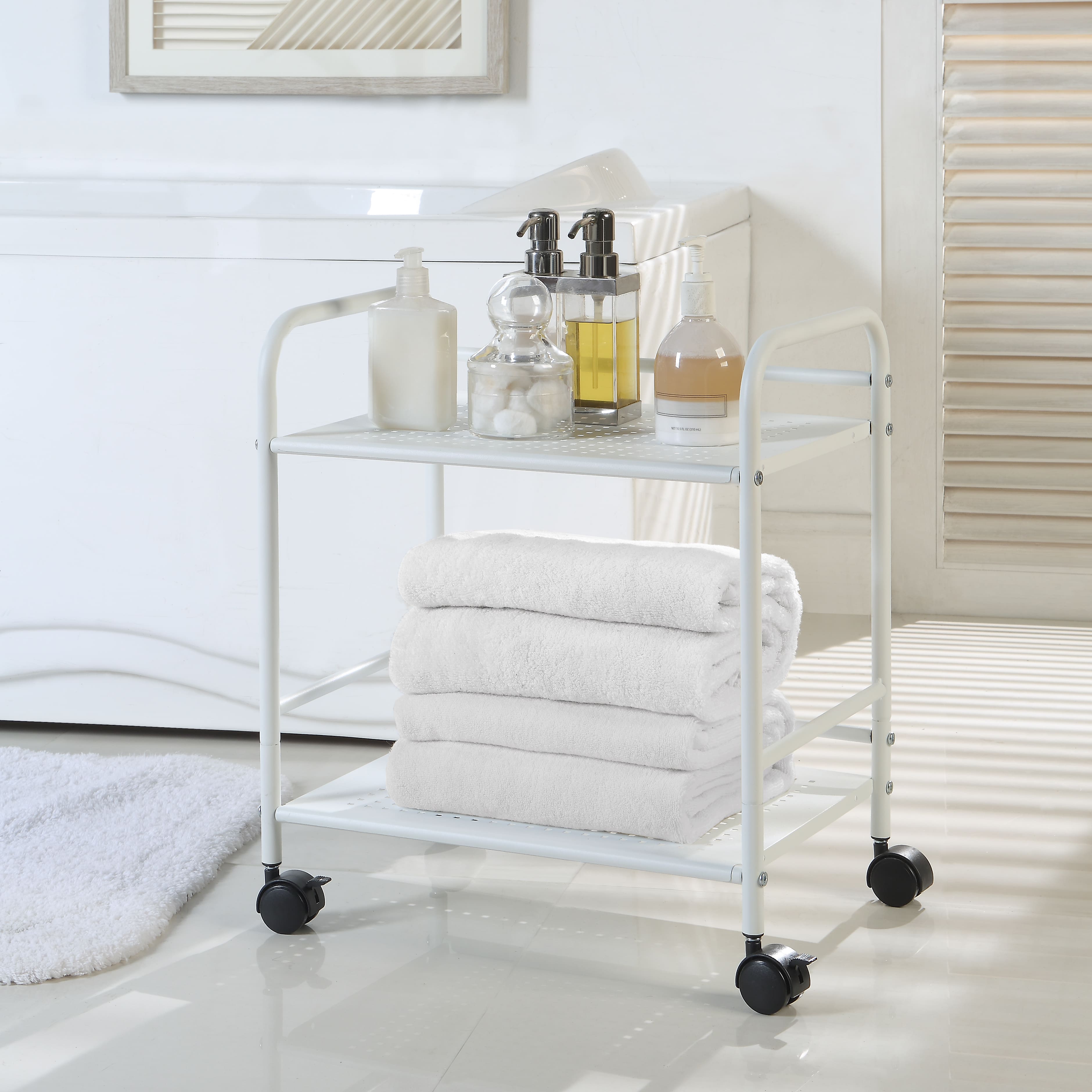 SunnyPoint 2-Tier Metal Rolling Utility Cart