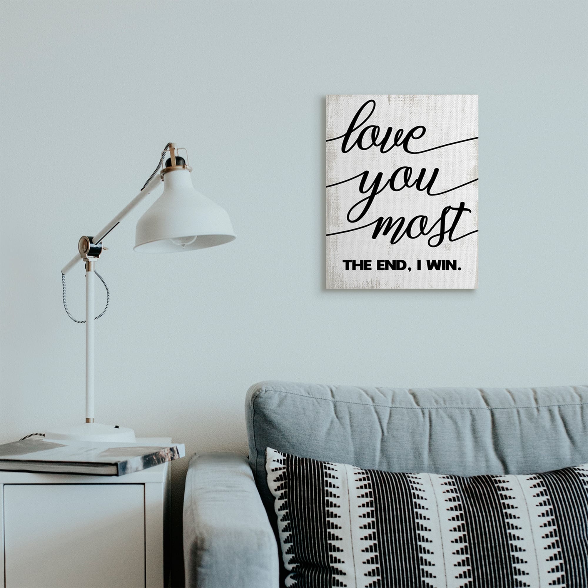 Stupell Industries Love You Most Romantic Rustic Word Design Canvas Wall Art