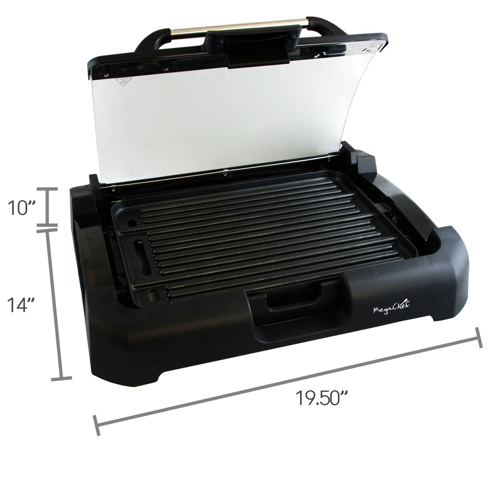 Megachef Reversible Indoor Grill &#x26; Griddle With Removable Glass Lid