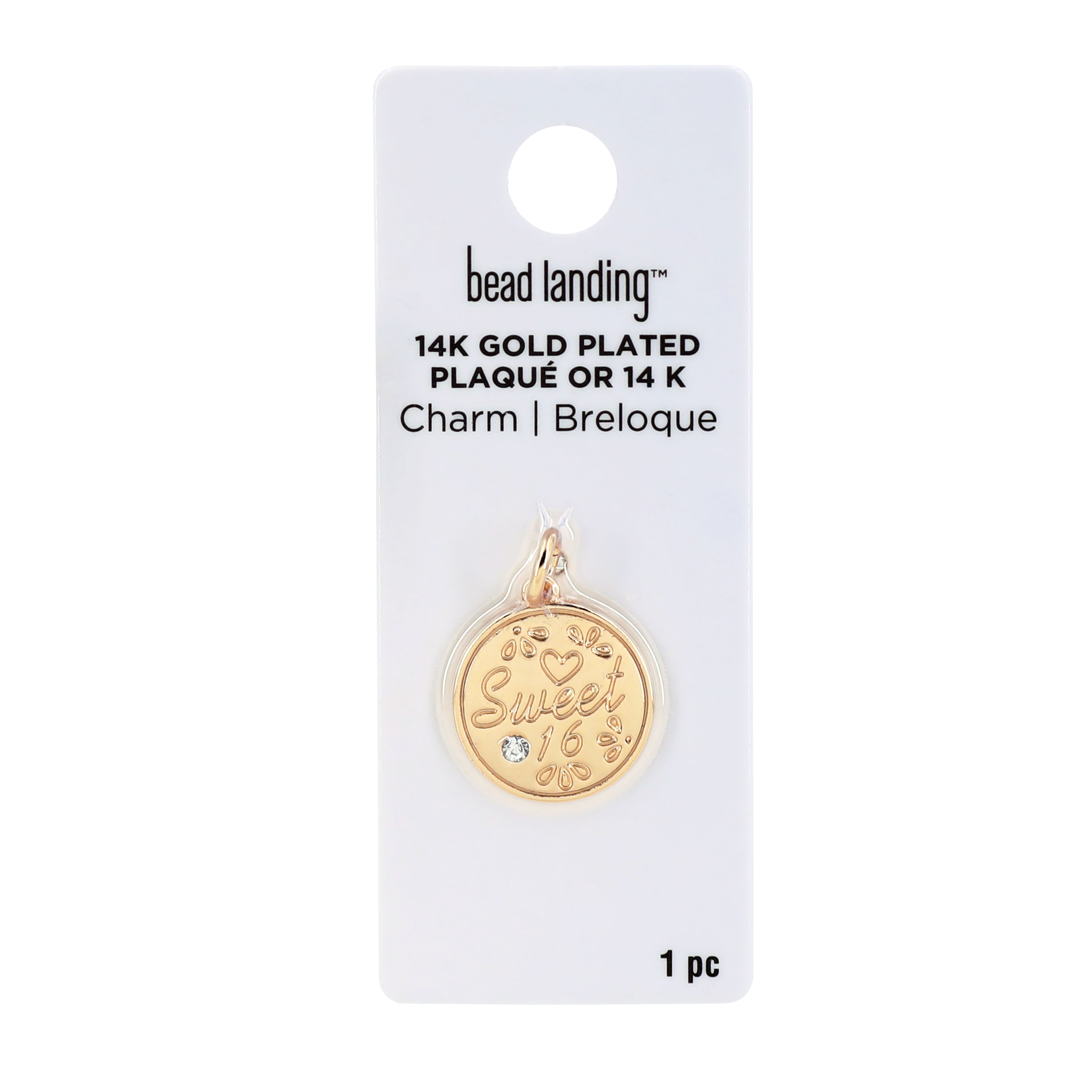 14K Gold Plated Sweet 16 Disc Charm by Bead Landing&#x2122;