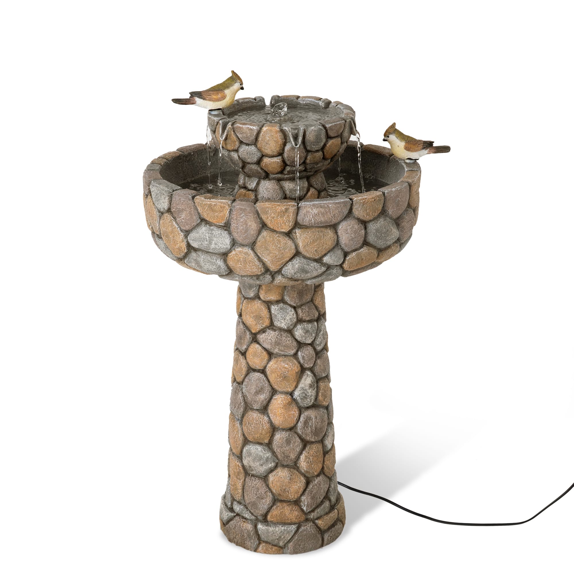 Glitzhome&#xAE; 2ft. 2-Tier Stone-Like Outdoor Birdbath Fountain