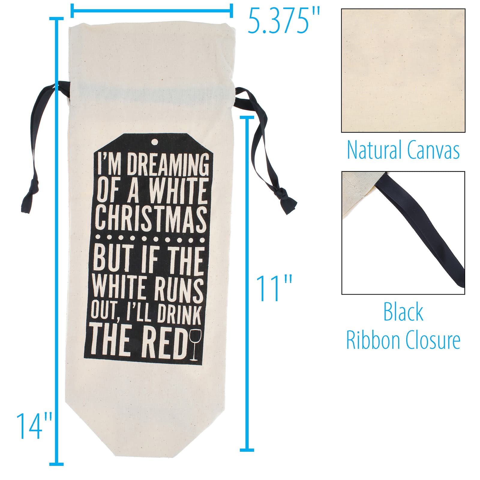 Personality Case&#x2122; Natural White Christmas Gift Tag Wine Bag