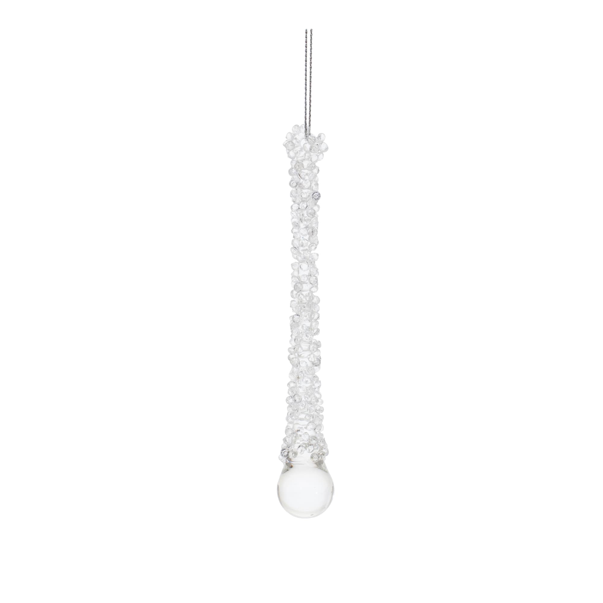 Clear Beaded Glass Icicle Drop Ornaments Set