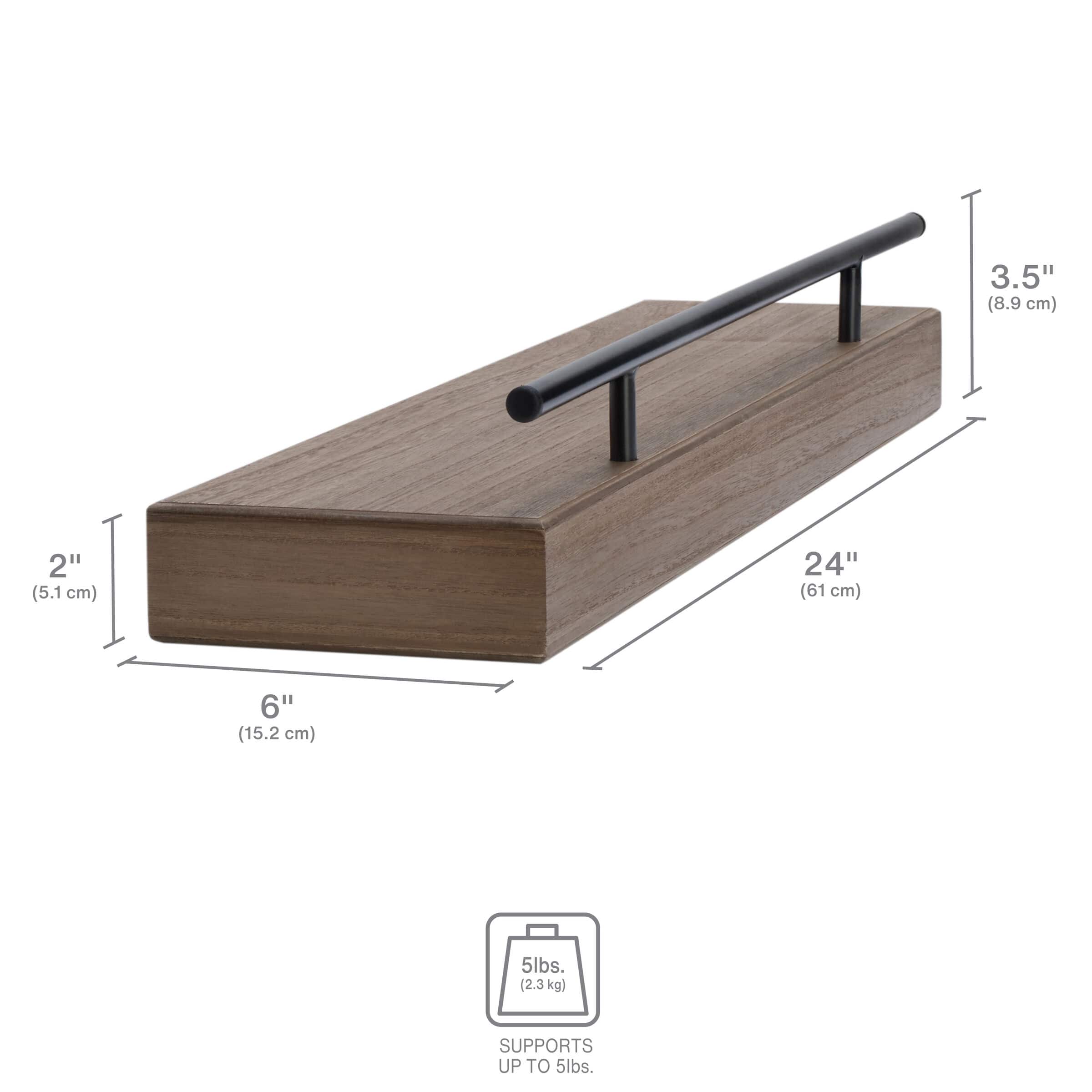 Melannco MDF & Metal Railing 24" Shelf