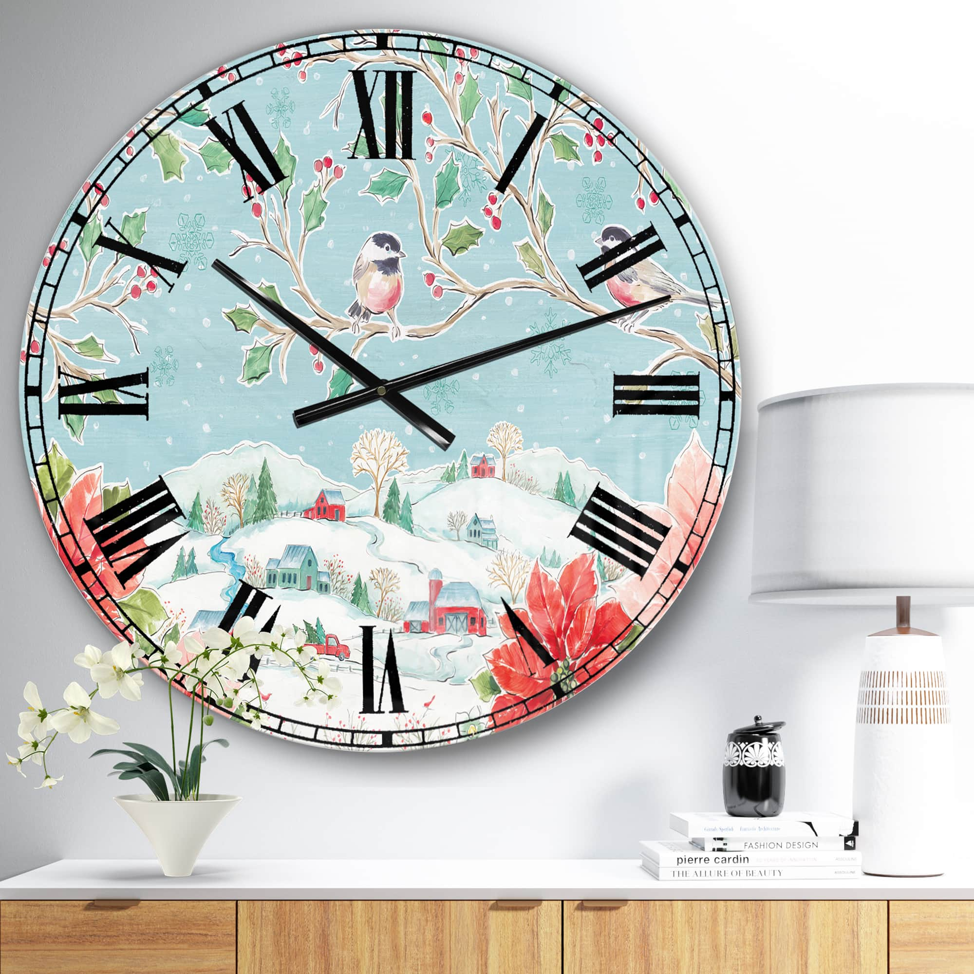 Designart &#x27;Country Flower Snowflakes Ii Traditional Wall Clock