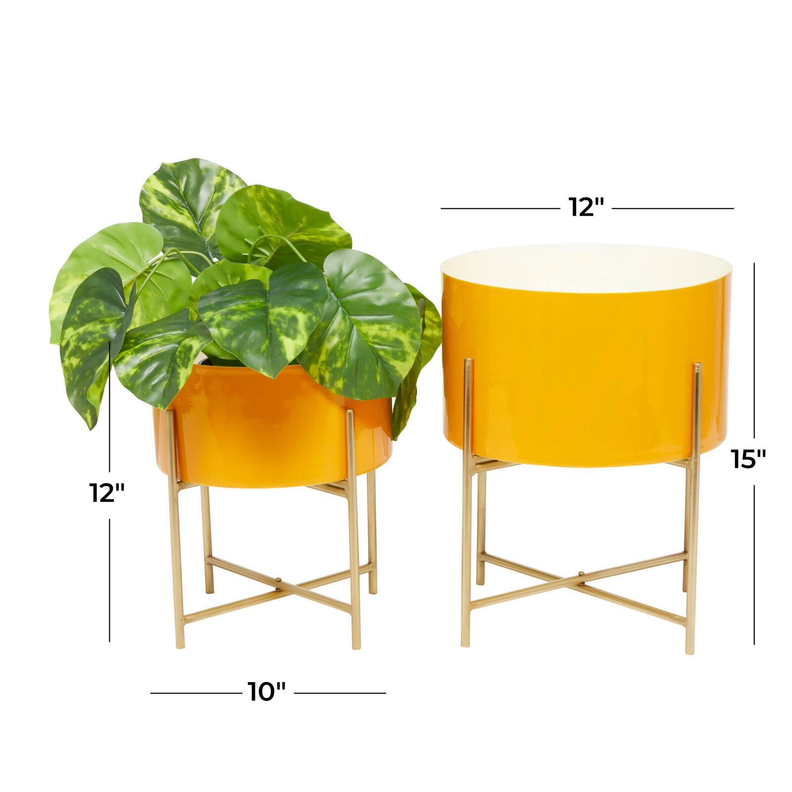 Yellow Modern Planter, Set of 2&#x22; 15&#x22;, 12&#x22;