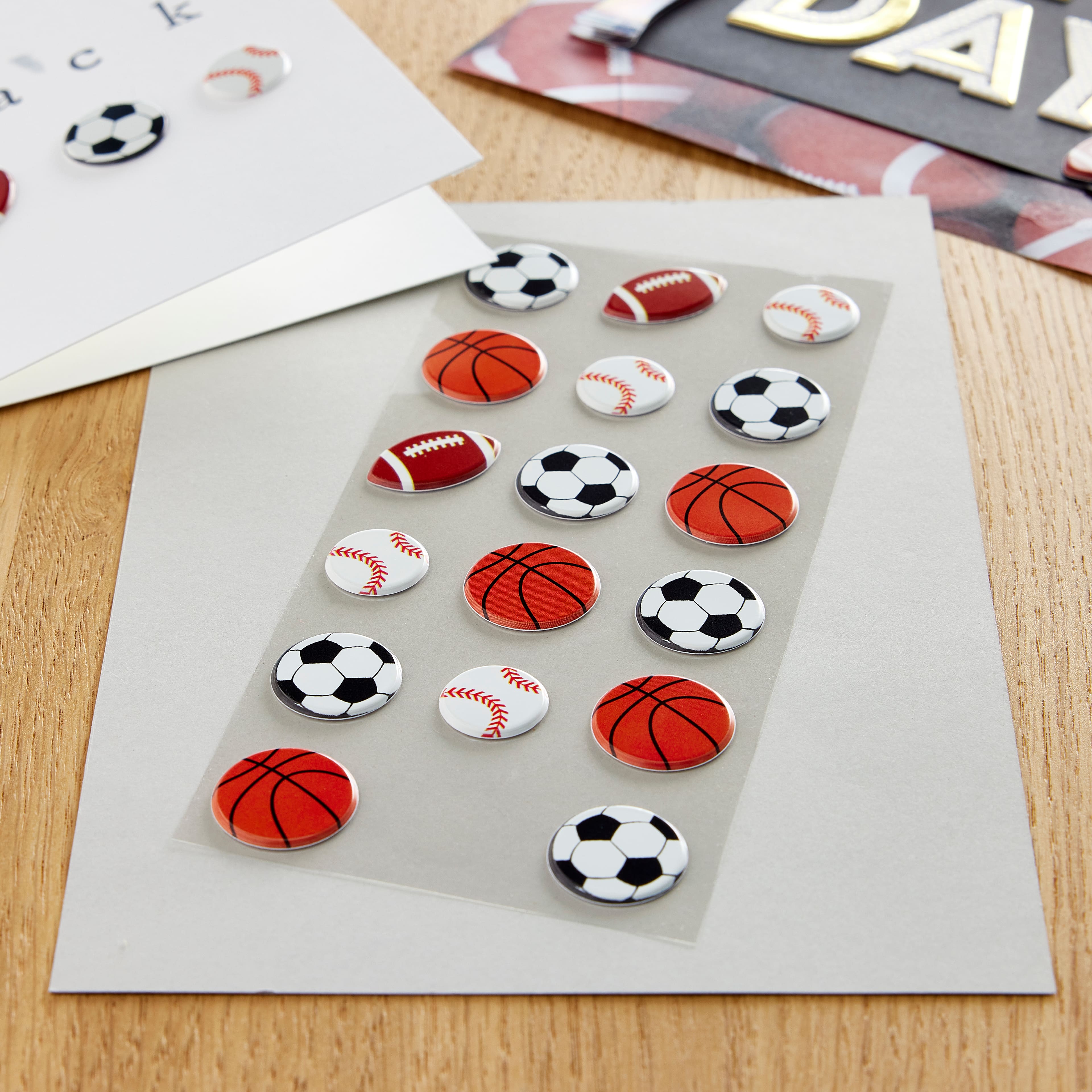 12 Pack: Sports Ball Puffy Stickers by Recollections&#x2122; Signature&#x2122;