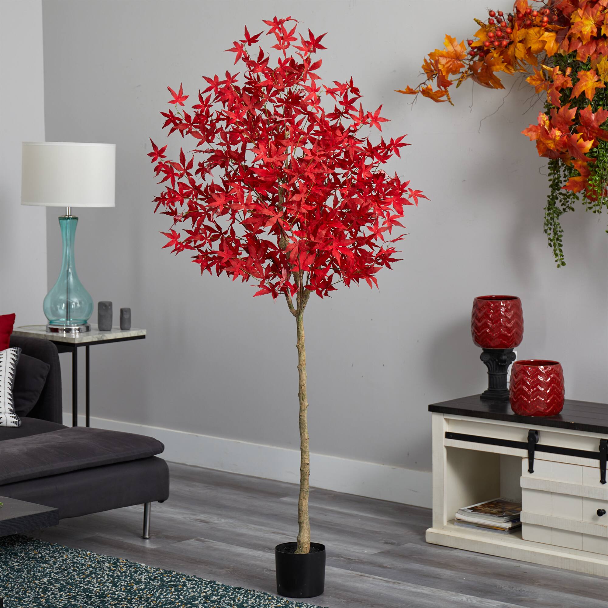 6ft. Red-Orange Autumn Maple Artificial Fall Tree