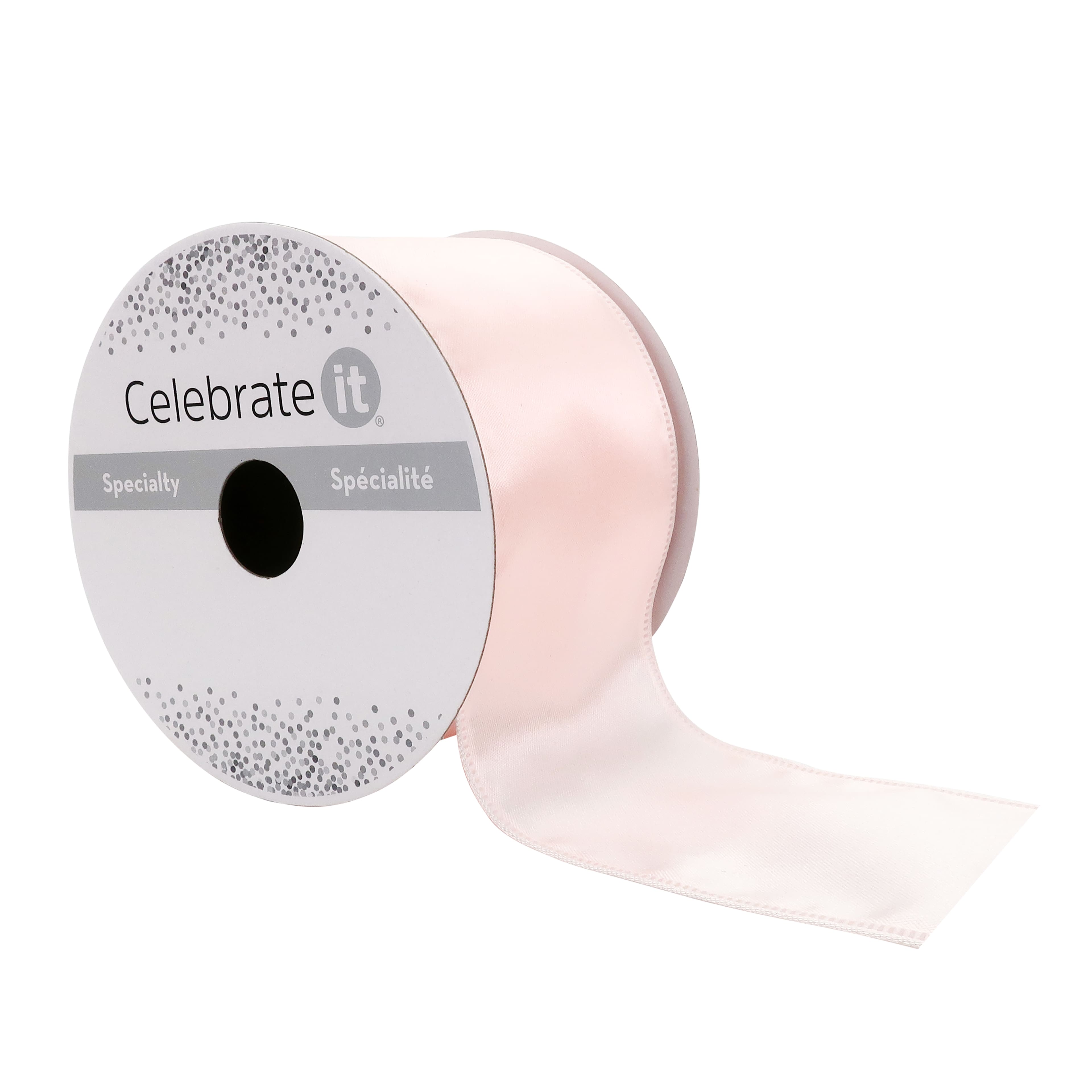 Ruban de satin de 6,3 cm x 9,1 m avec fil de fer de Celebrate It, spécialité