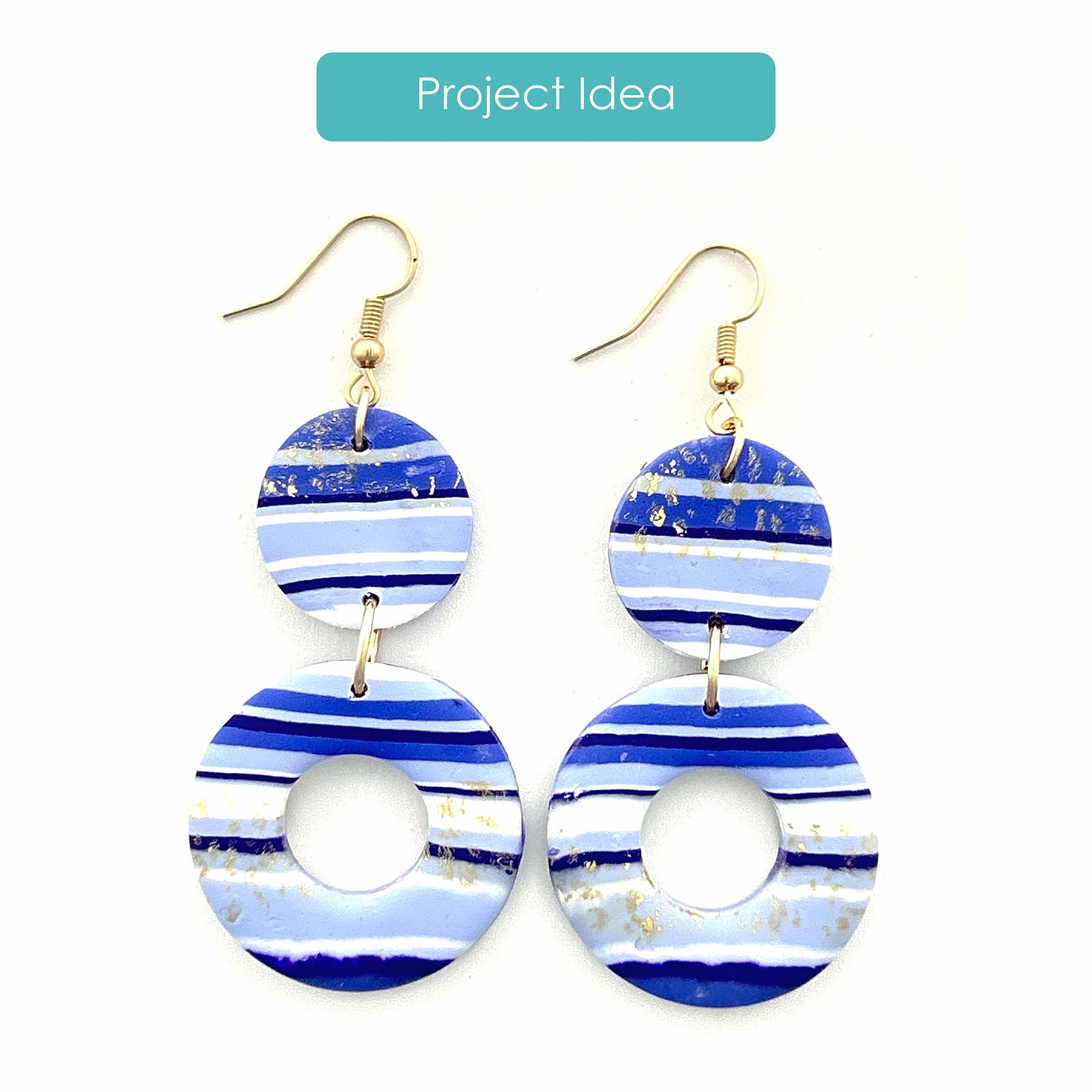 Blue Stripe with Foil Oven Bake Polymer Clay by Bead Landing&#x2122;