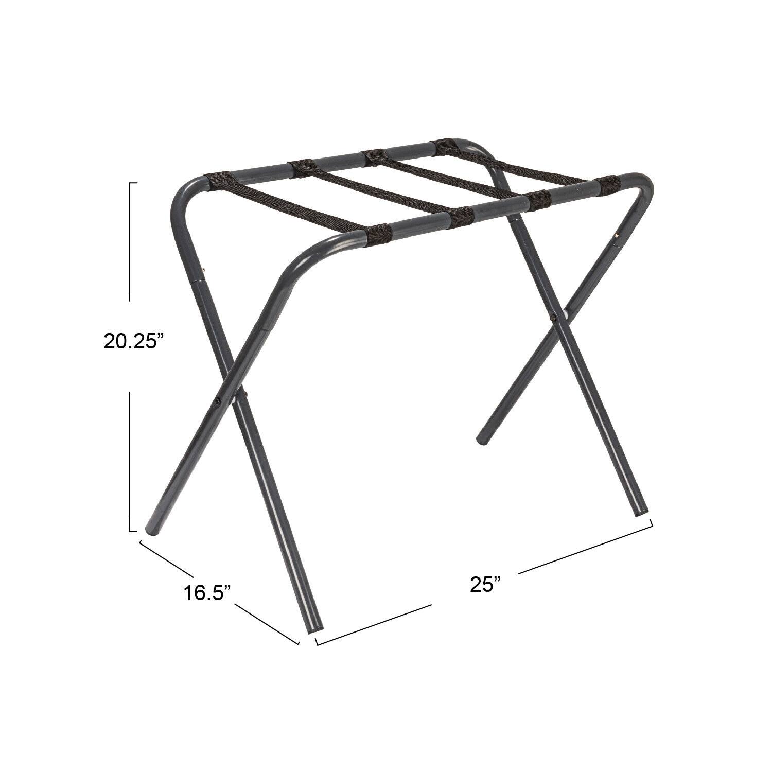 Household Essentials Gray Frame with Black Straps Luggage Rack