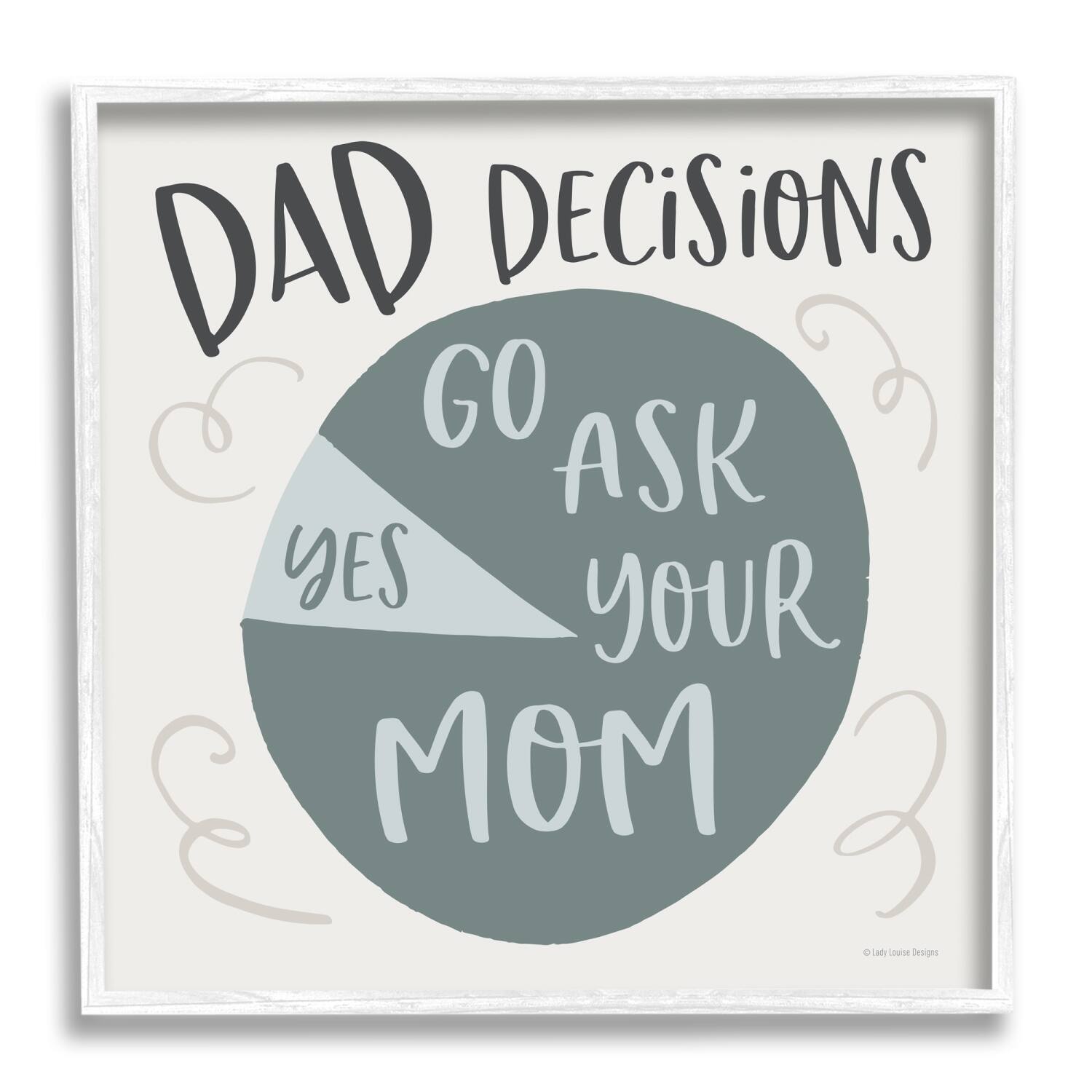Stupell Industries Humorous Dad Decisions Pie Chart Phrase Framed Giclee Art