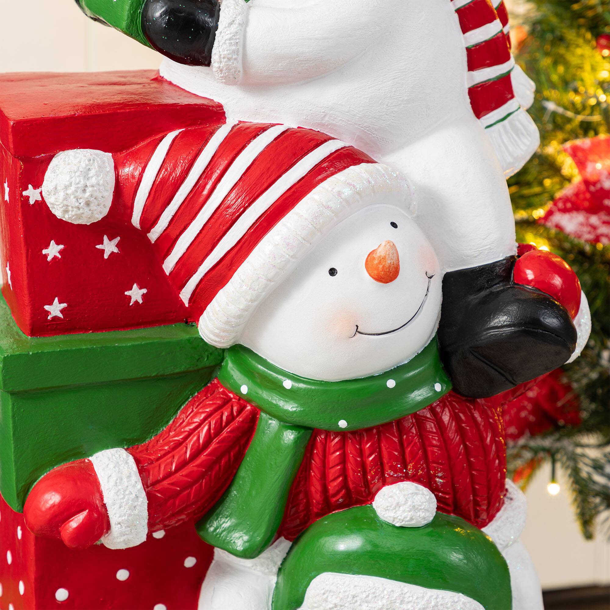 Glitzhome&#xAE; 35.25&#x22; Christmas Resin Stacked Snowman Porch Decor
