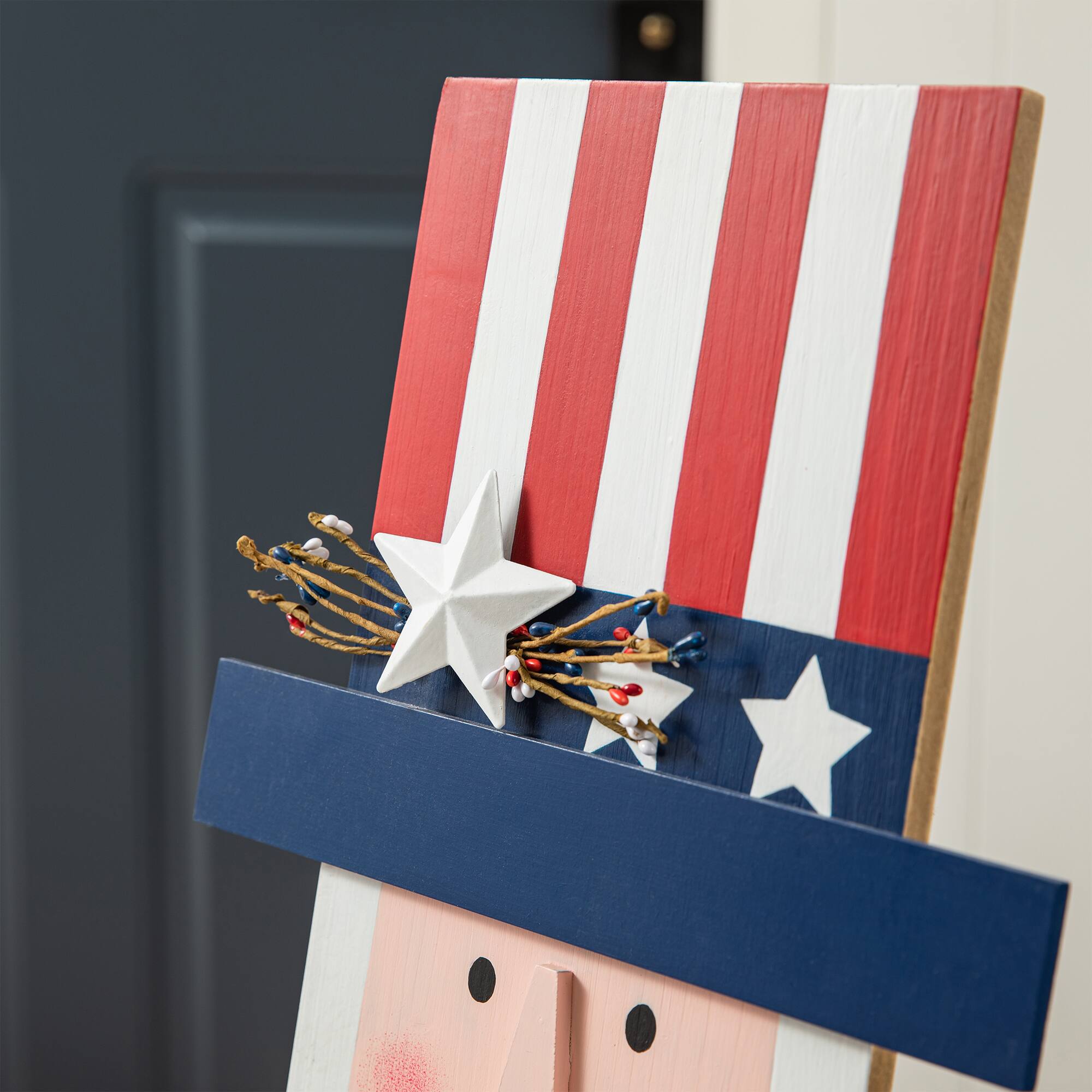 Glitzhome® 36" Patriotic Americana Uncle Sam Porch Décor